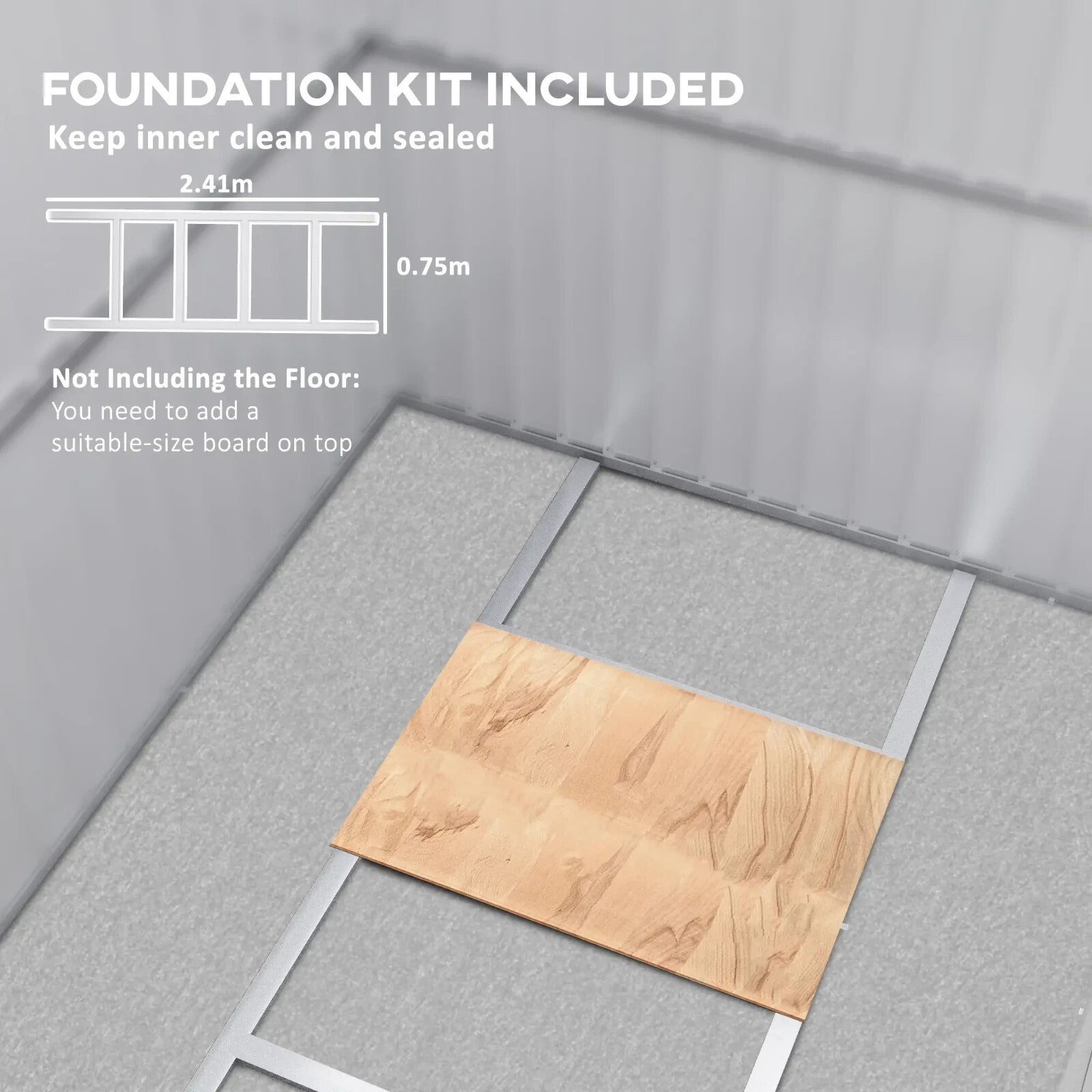 8.5 x 6ft Metal Garden Storage Shed with Window Lockable Doors Foundation Kit