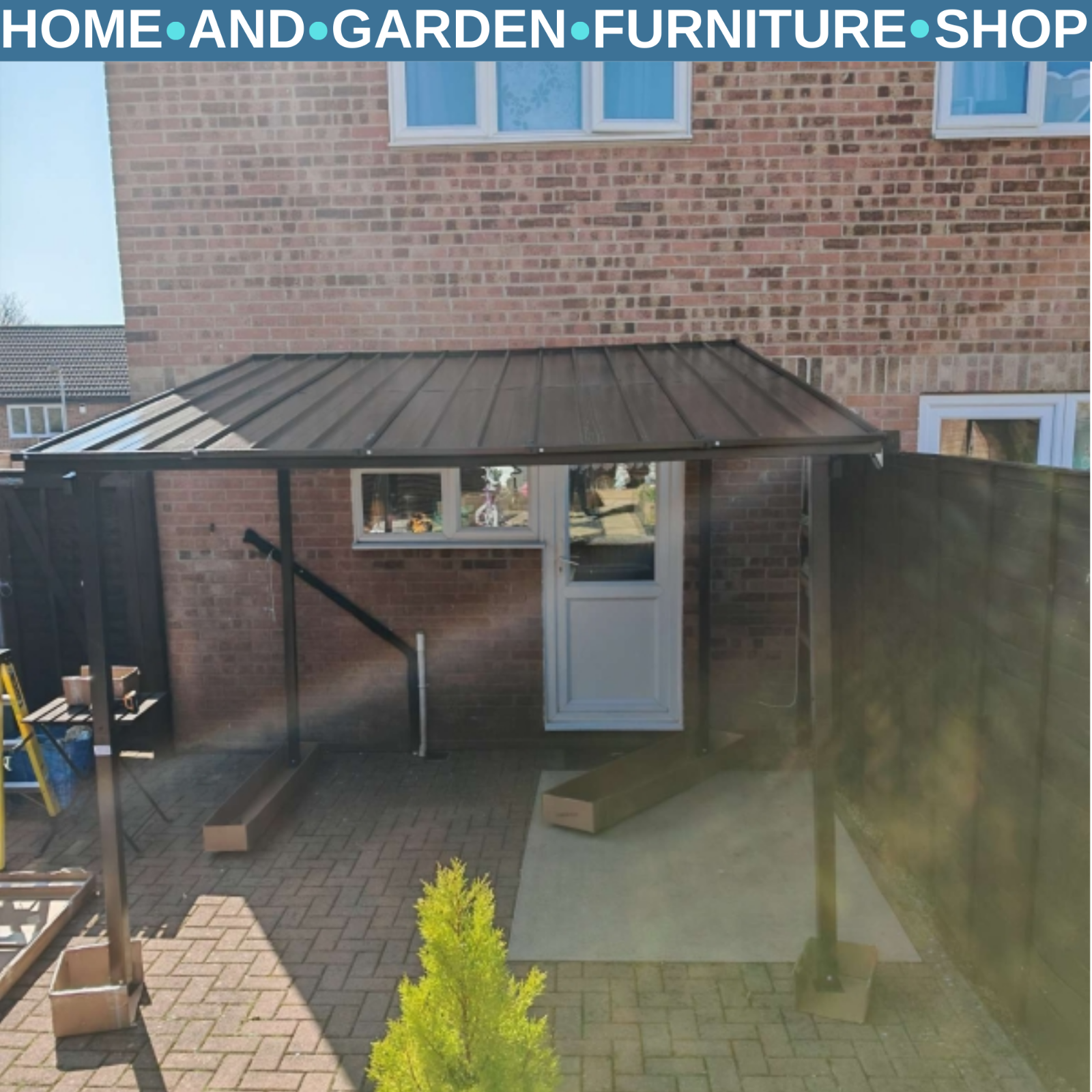 3 x 3 m Garden Pergola with Waterproof Metal Roof Lean To Hardtop Gazebo Outdoor