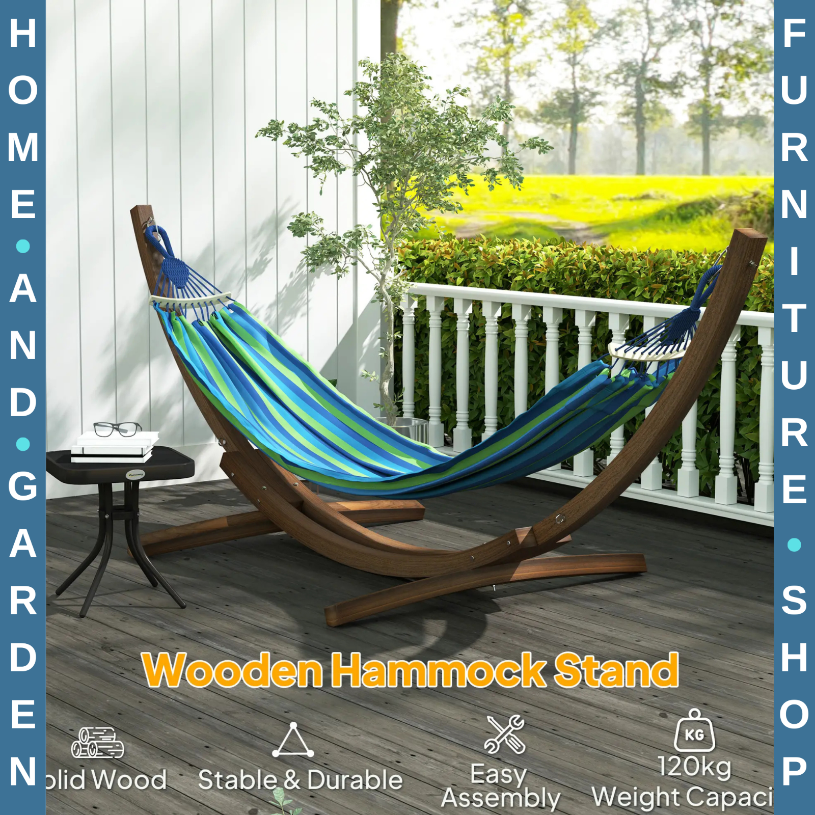 3.25m Wooden Hammock Stand Universal Fit Garden Camping Picnic Outdoor Accessory