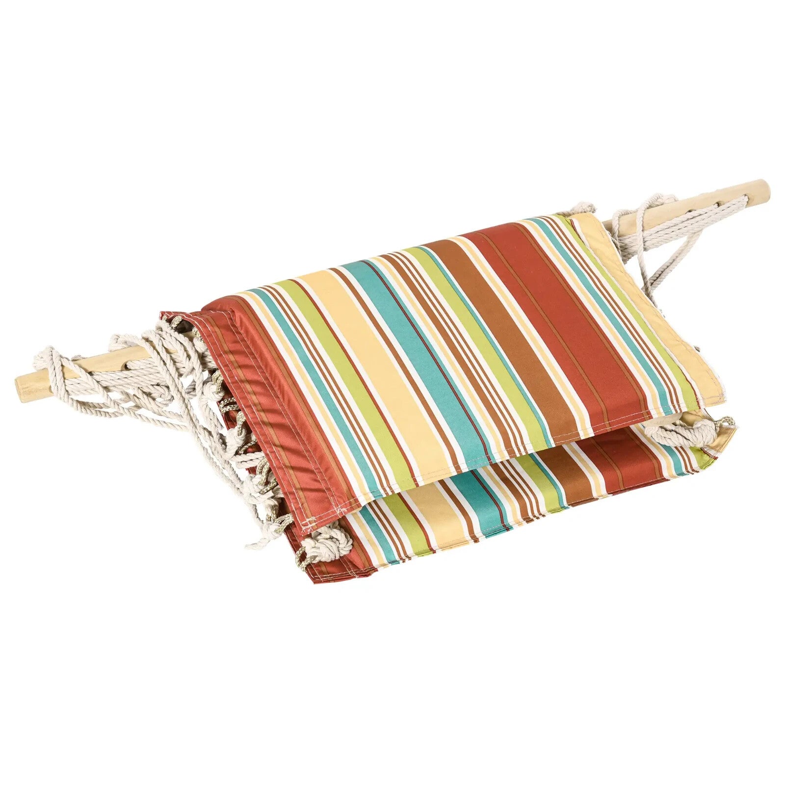 Hammock Hanging Chair Thick Rope Structure w/ Padded Pillow Multi-Colour Stripe