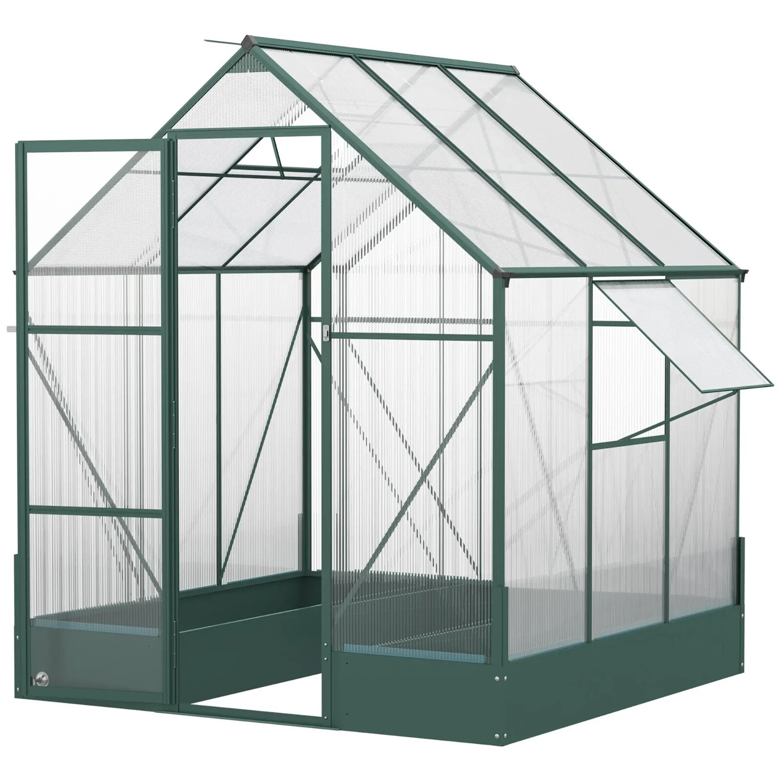 Walk In Greenhouse 6x6 FT with Foundation and Temperature Controlled Window