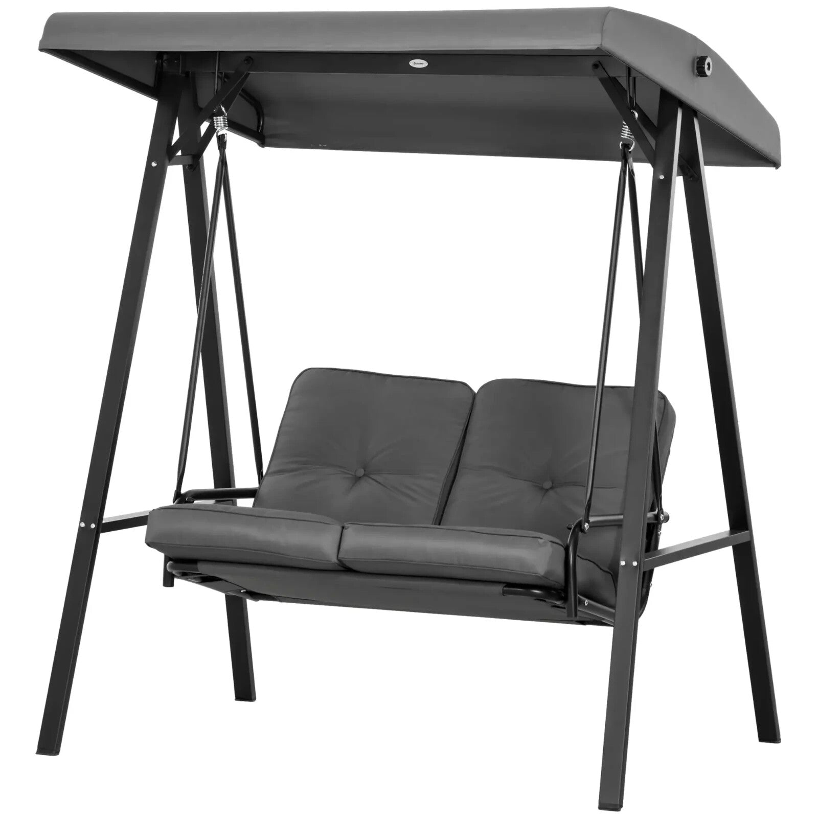 Grey 2 Seater Garden Outdoor Swing Chair Hammock Adjustable Canopy Patio Bench