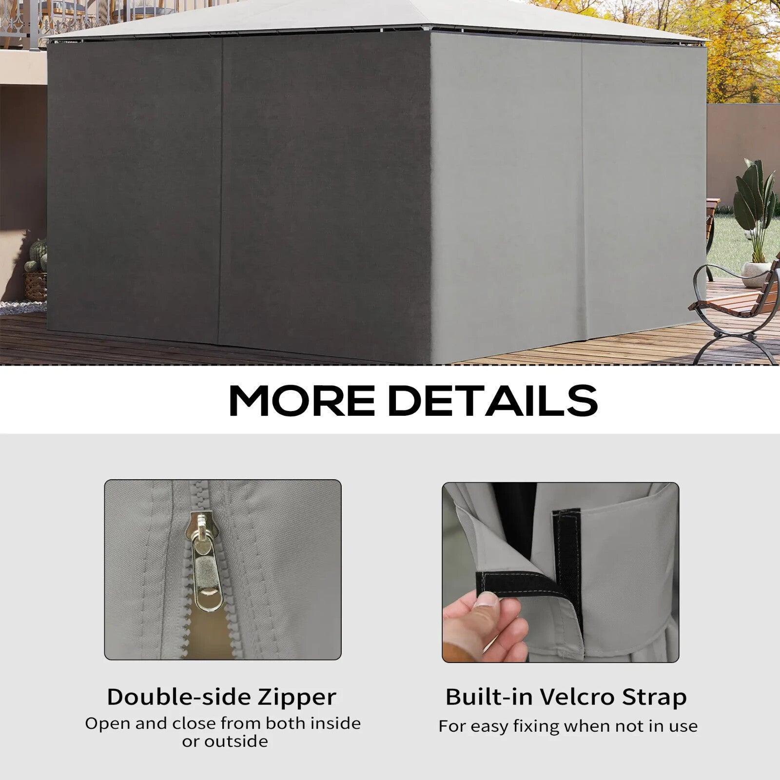 4 Pack Gazebo Replacement Sidewalls Privacy Panels for 3x4m Pavilion Canopy Tent