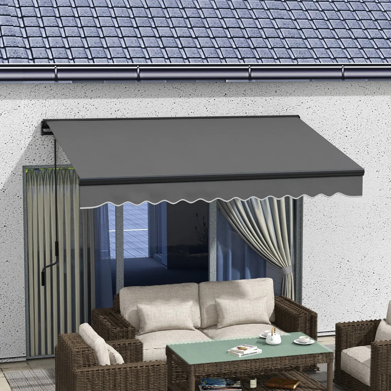 3 x 2m Electric Retractable Awning Canopy with Remote for Patio Door Window