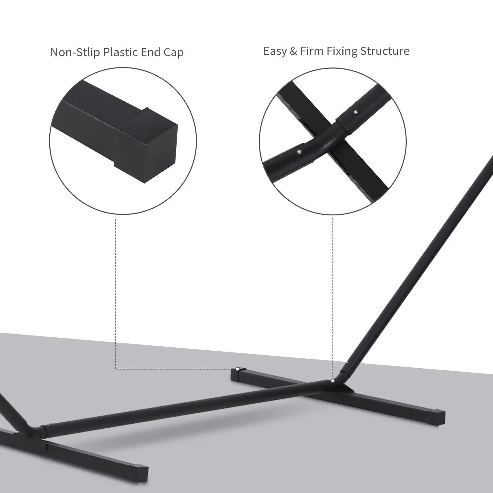 Hammock Stand Powder-Coated Extra Long Metal Frame Heavy-Duty Black