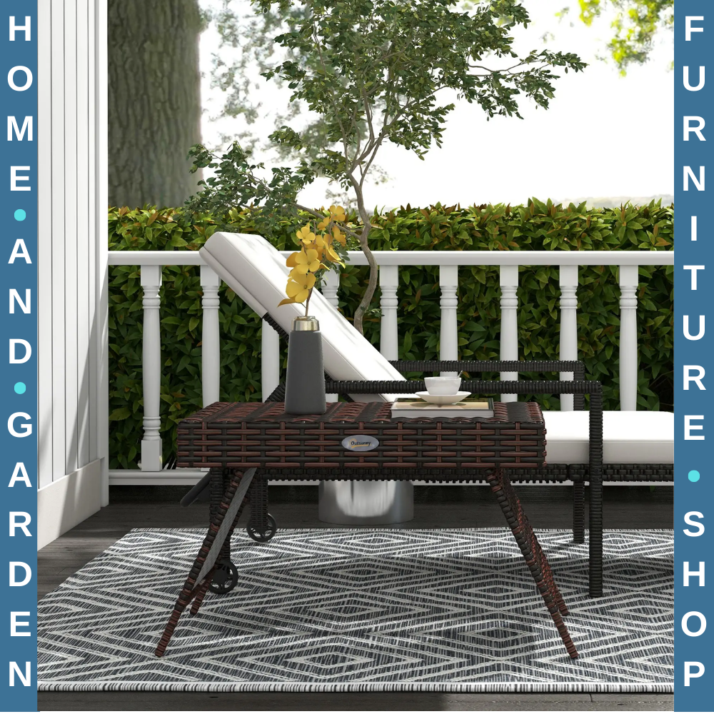 Foldable Rattan Outdoor Garden Coffee Table 60x41x41 cm with Steel Frame Brown