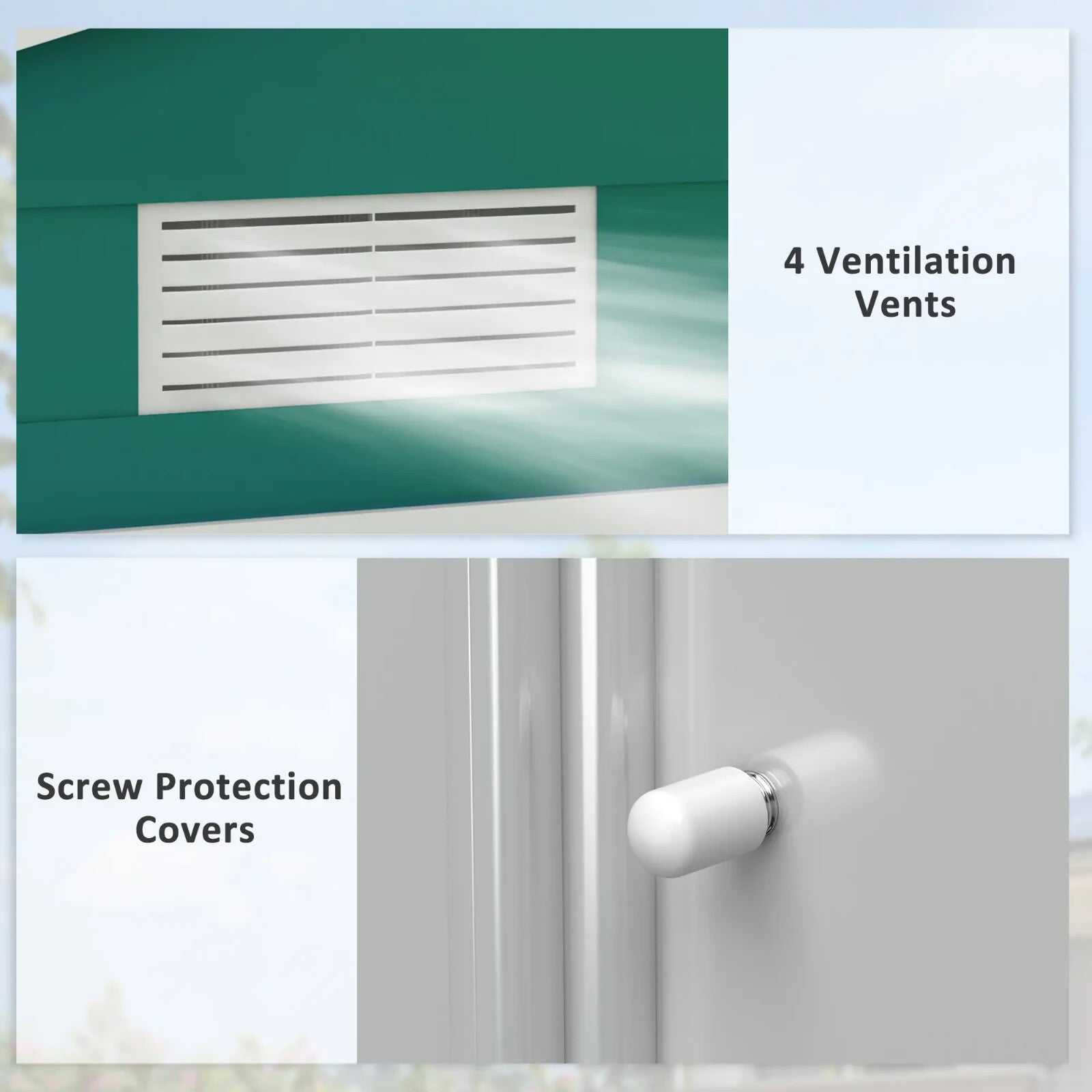 7 x 4ft Metal Garden Shed Storage with Foundation Kit and Vents Green Tool Shed
