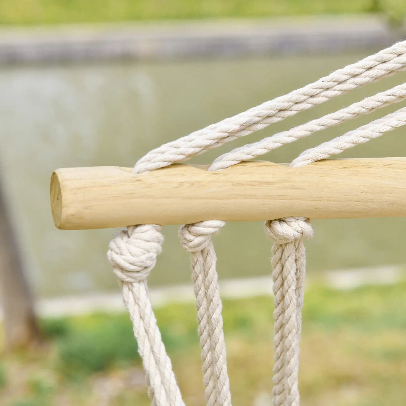 Hammock Hanging Chair Thick Rope Structure w/ Padded Pillow Multi-Colour Stripe