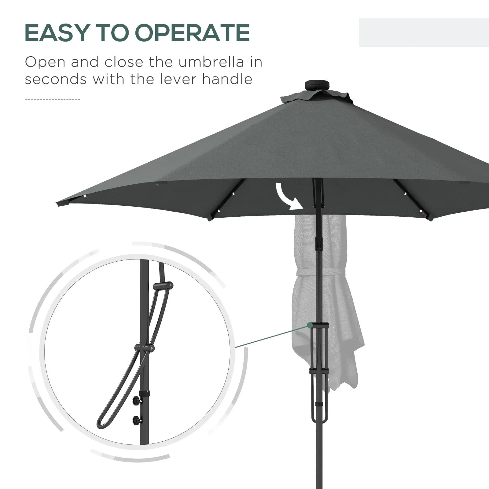 3m Cantilever Garden Parasol with Solar LED Base & Cover Outdoor Umbrella Shade