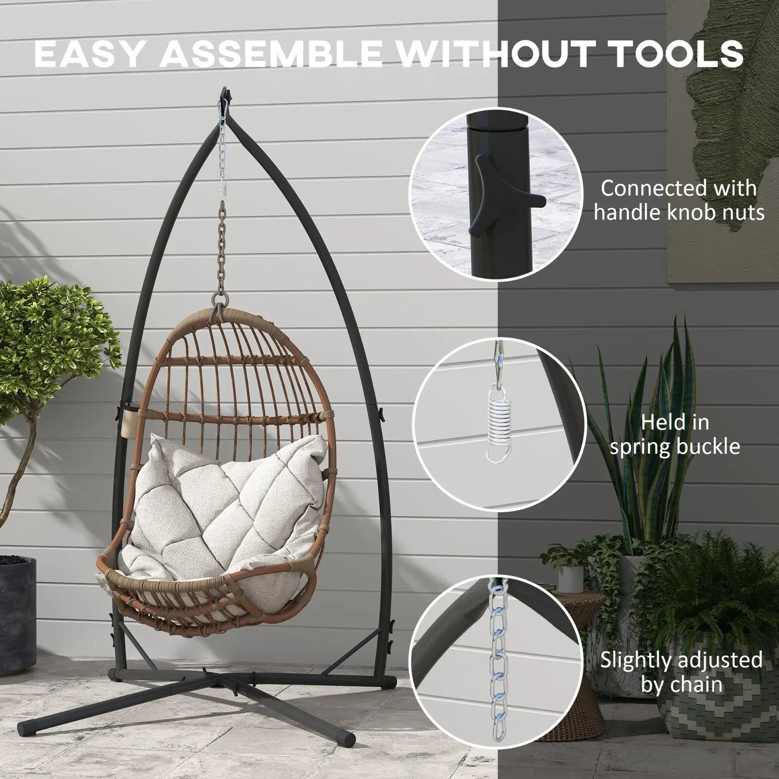 Hammock Chair Stand Heavy Duty Steel Frame w/ X Shape Base for Garden Egg Swing