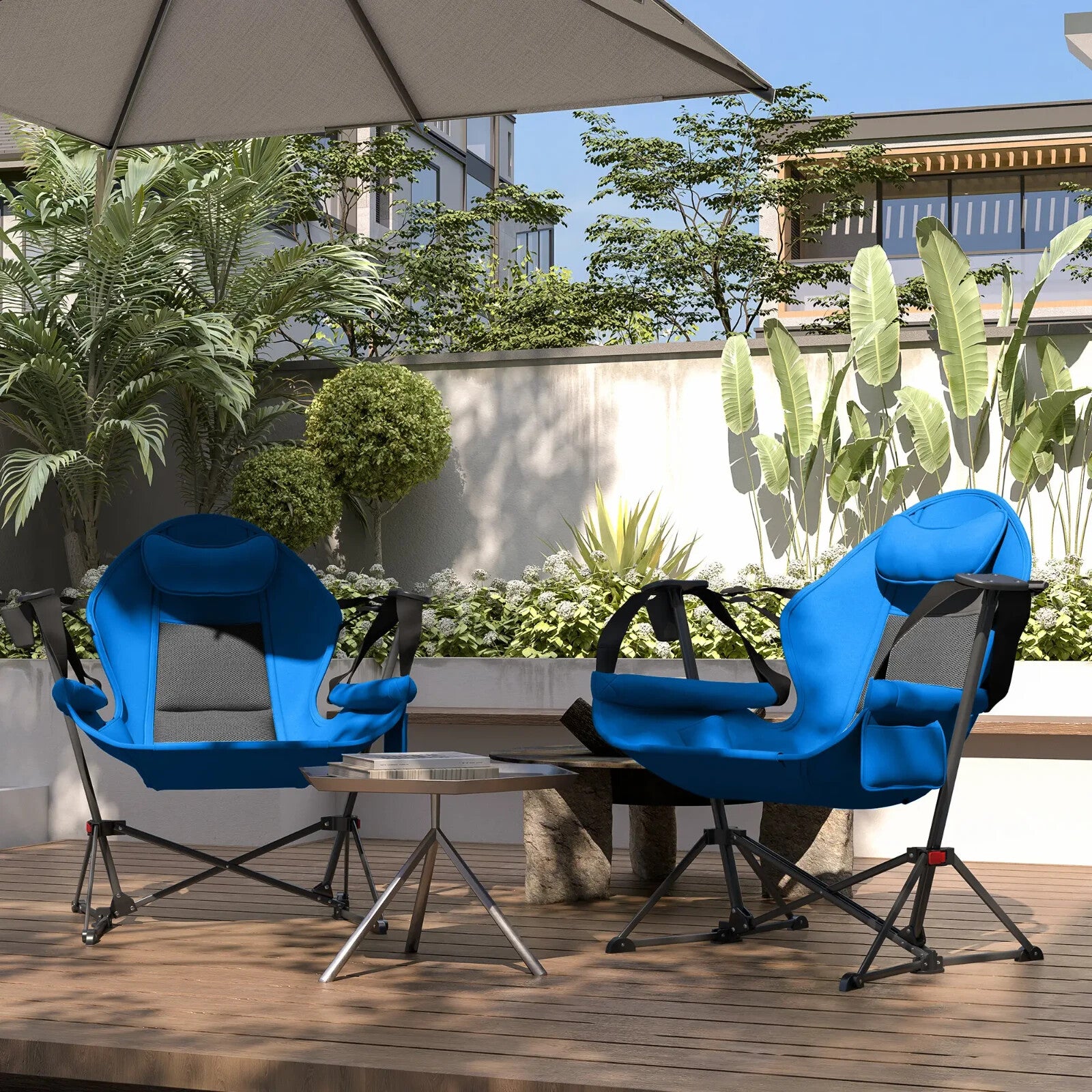 Set of 2 Hammock Camping Chairs Adjustable Back Swinging Portable Camp Chairs