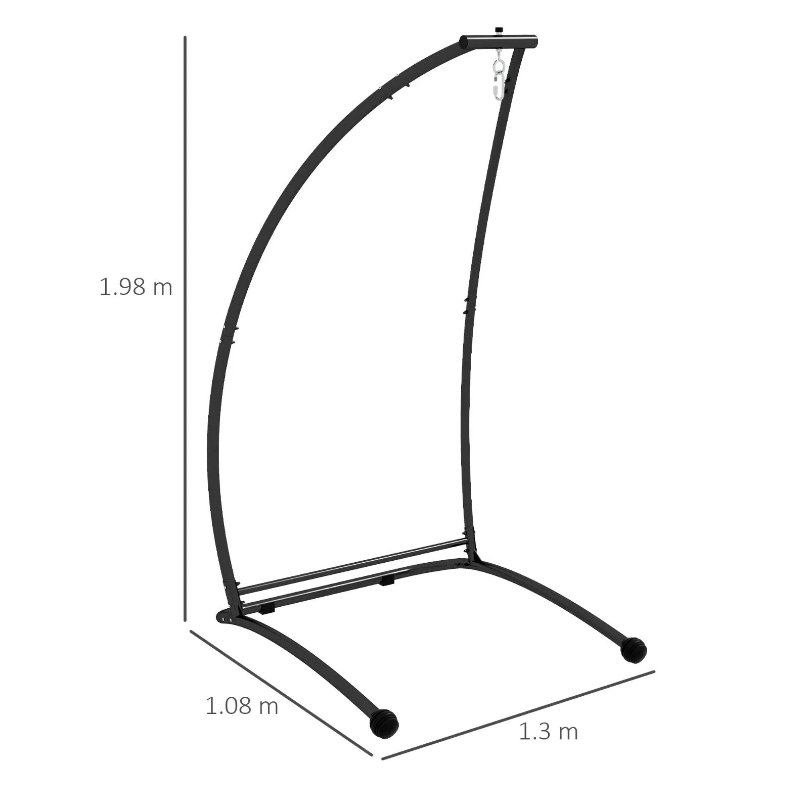 Hammock Chair Stand Hanging Egg Powder Coated Steel Frame 'C' Shape Black