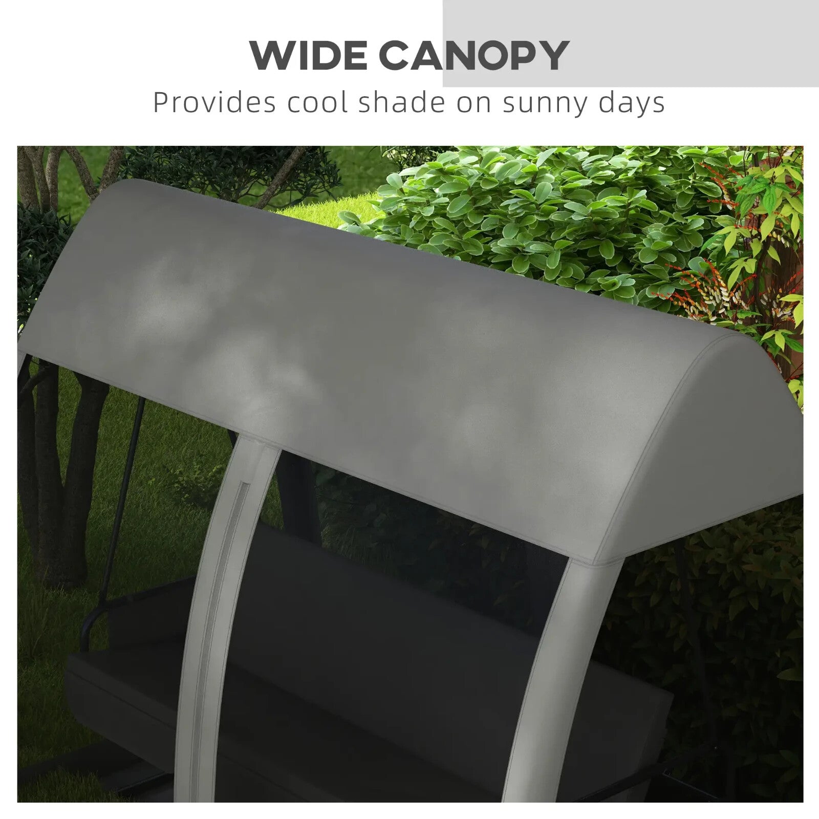 Hammock Swing Bench 3-Seater UV-Resistant Powder Coated with Mesh Canopy Grey