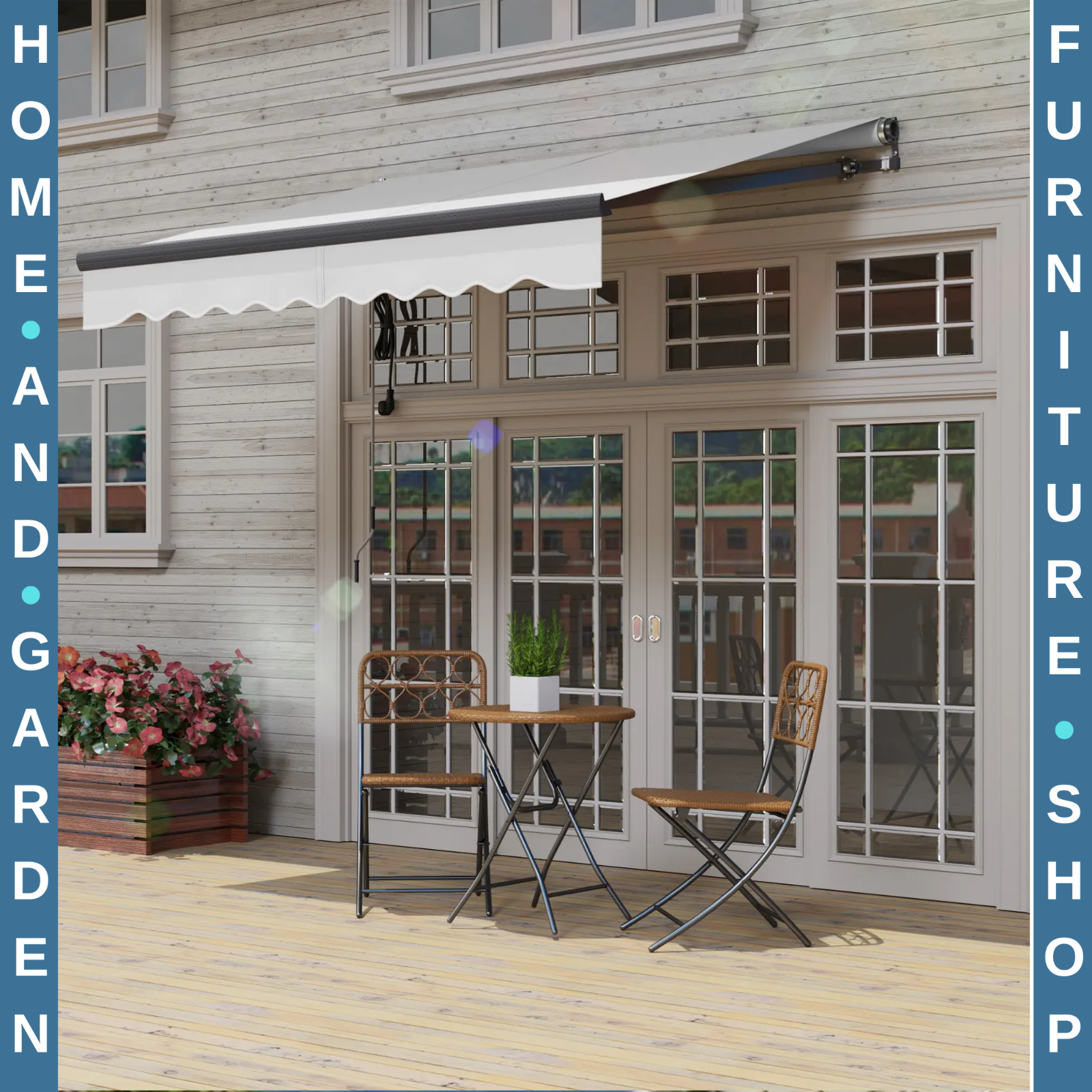 Electric Retractable Awning 2.5 x 2m with Aluminium Frame For Garden Patio Door