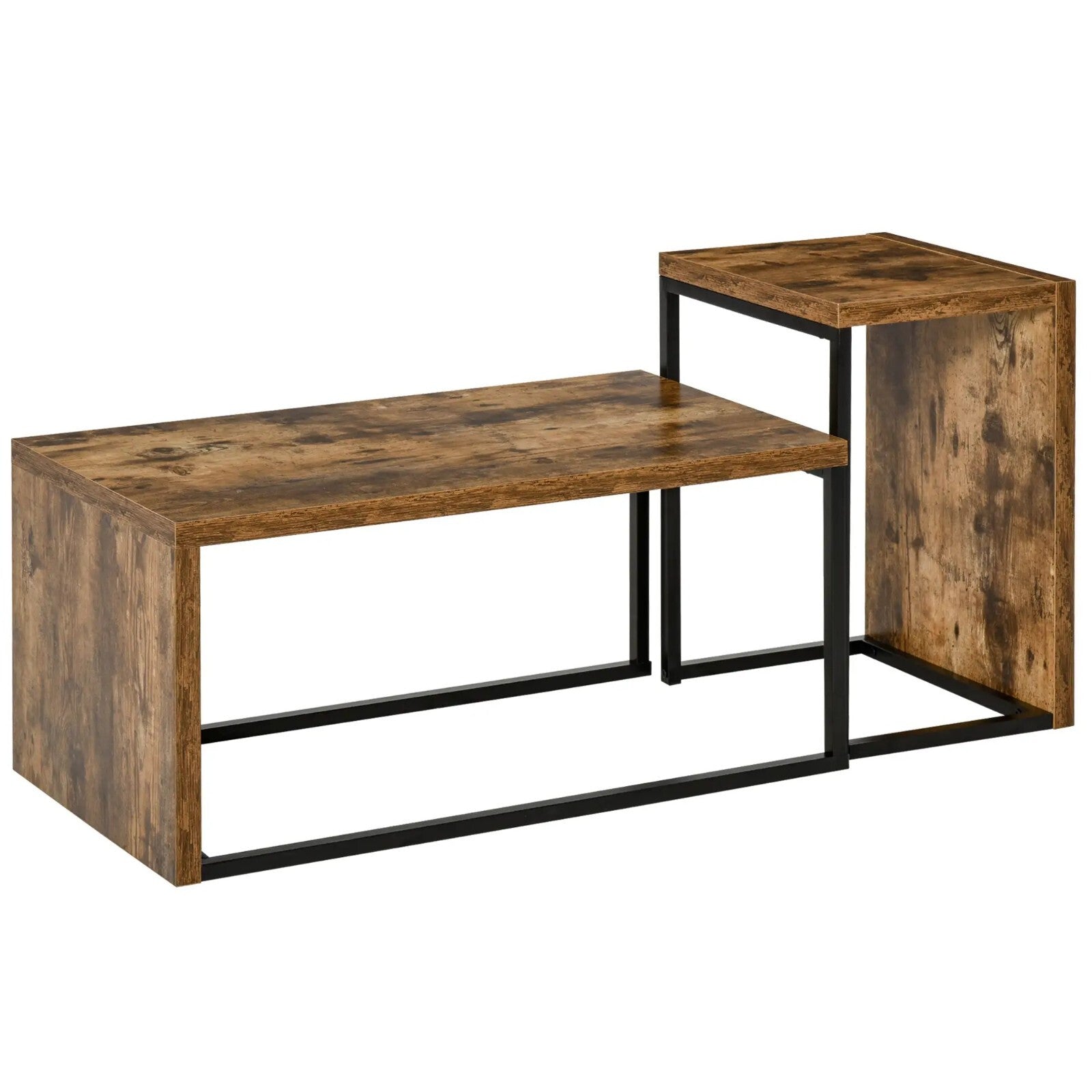 Industrial Coffee Tables Set of 2 Nesting Side Table Living Room Bedroom Rustic