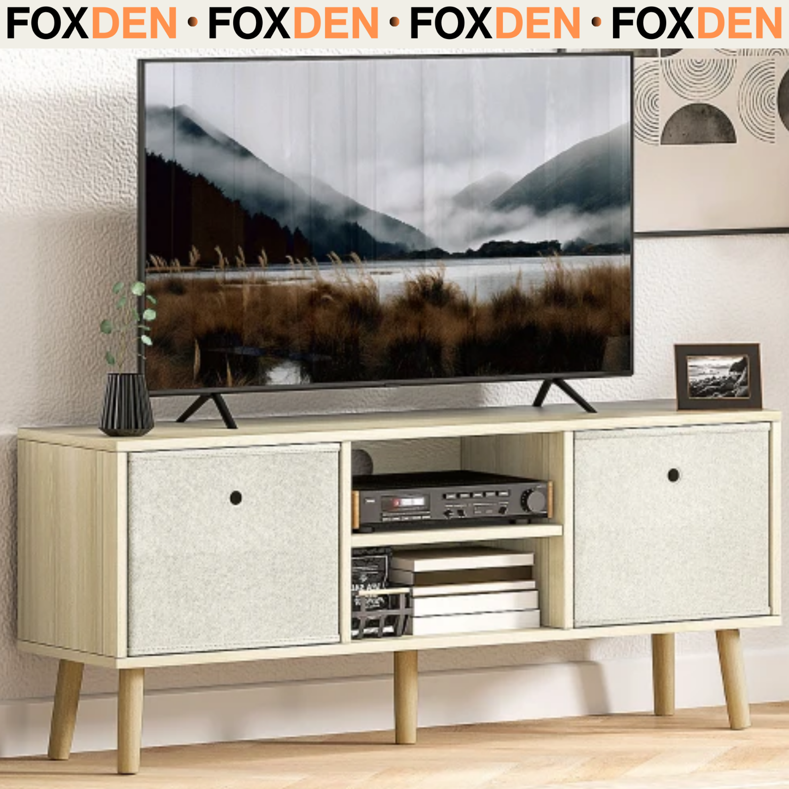 Modern Wooden TV Cabinet Stand Media Unit Retro TV Cube Storage Drawers Shelves