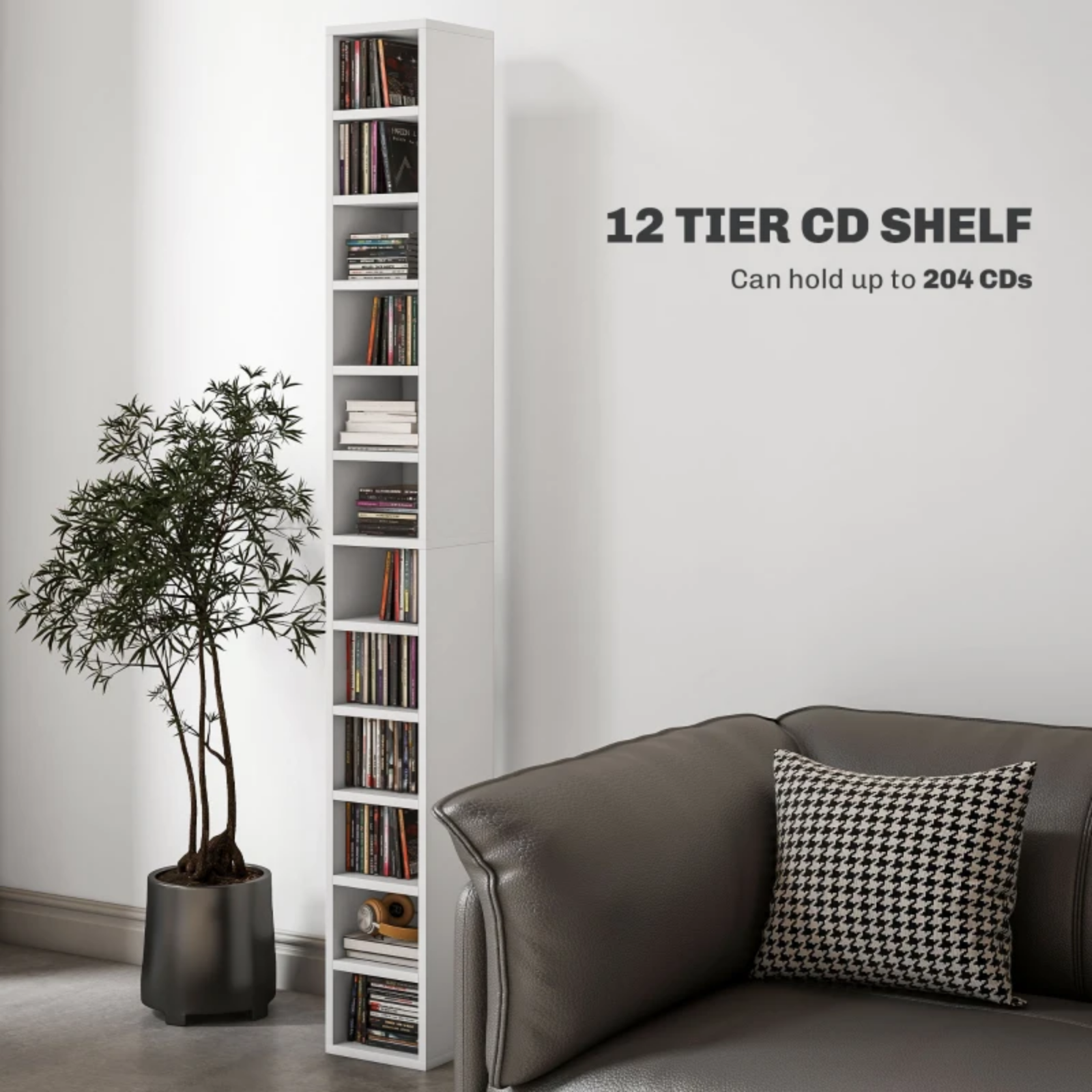 204 CD Storage Unit DVD Storage Tower for Living Room Media Shelving Home Office