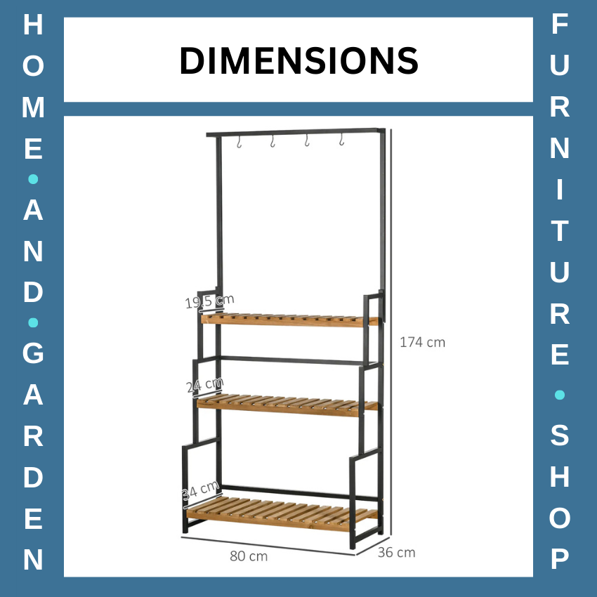 3 Tier Plant Stand w/ Hooks Indoor Outdoor Flower Rack Balcony Garden Shelf Unit