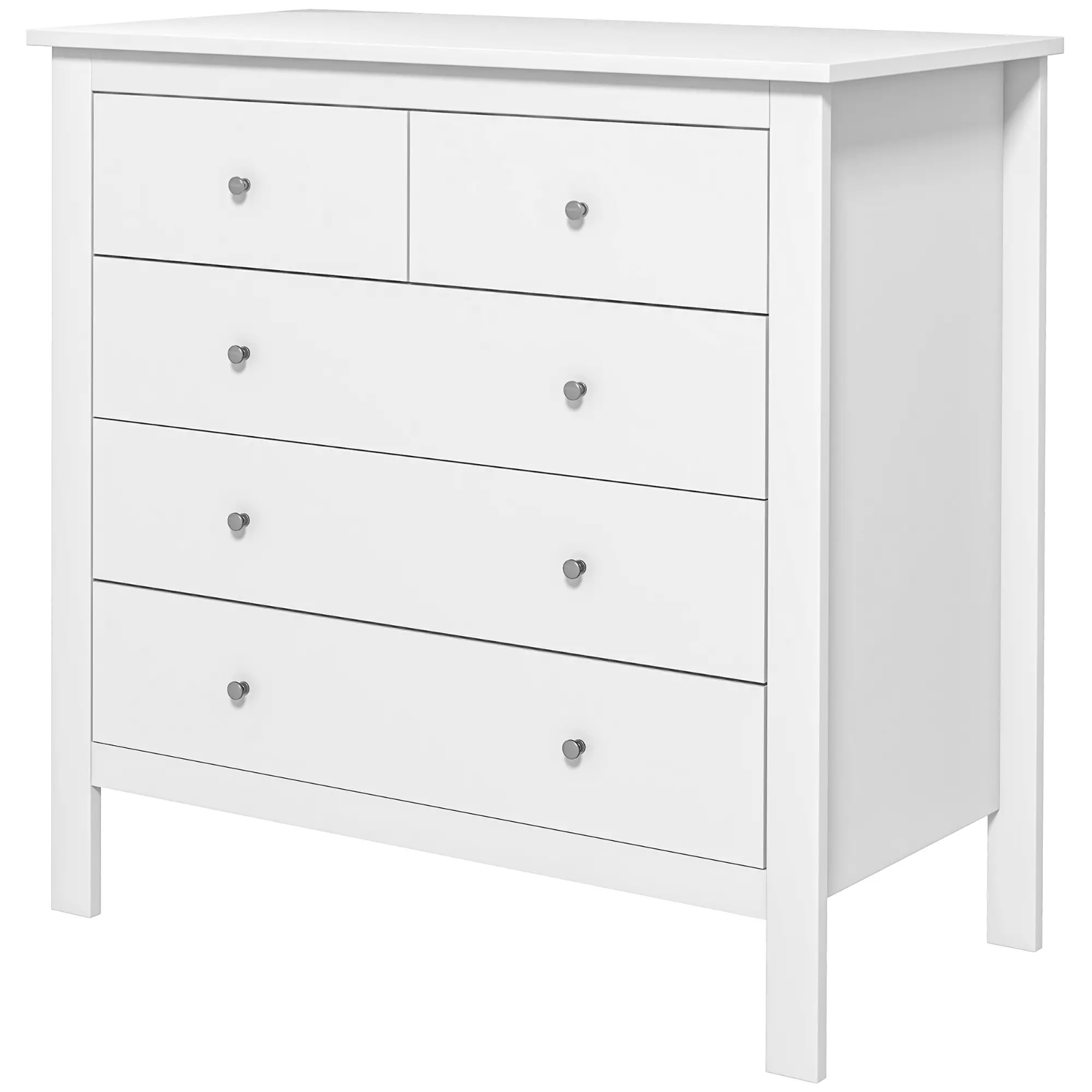Modern Chest Of Drawers for Bedroom 5 Drawer Dresser Storage Unit White Cabinet
