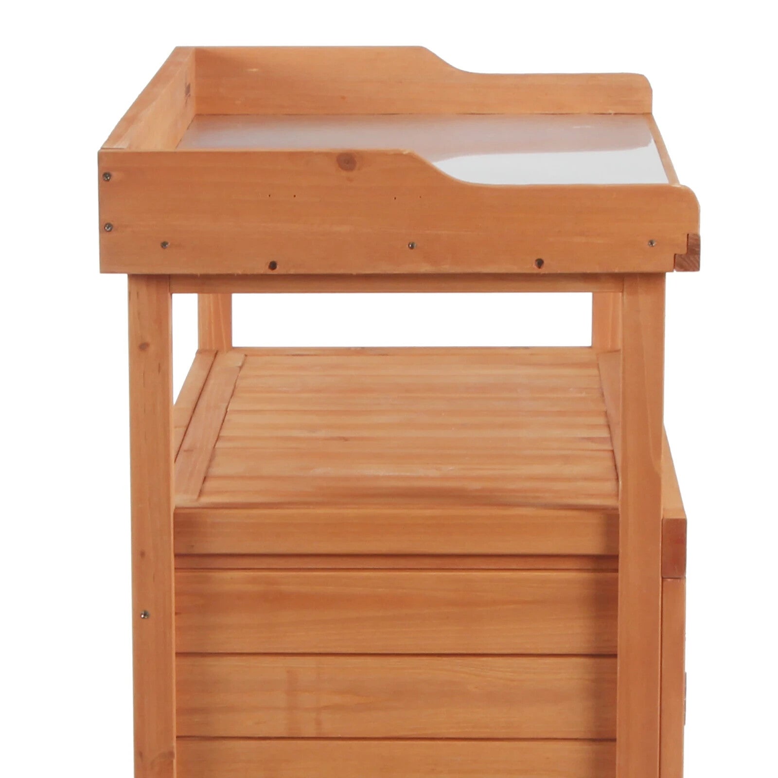 98 x 47 x 105cm Wooden Potting Bench Table with Storage Cabinet and Metal Top
