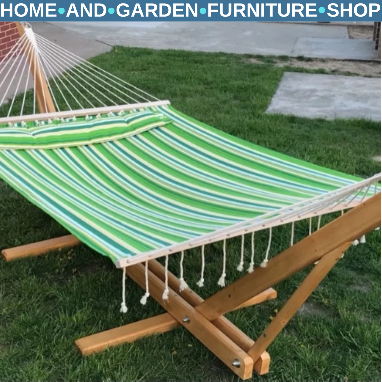 Double Cotton Hammock Camping Swing Beach Stripe Hanging Bed Multi-Colour