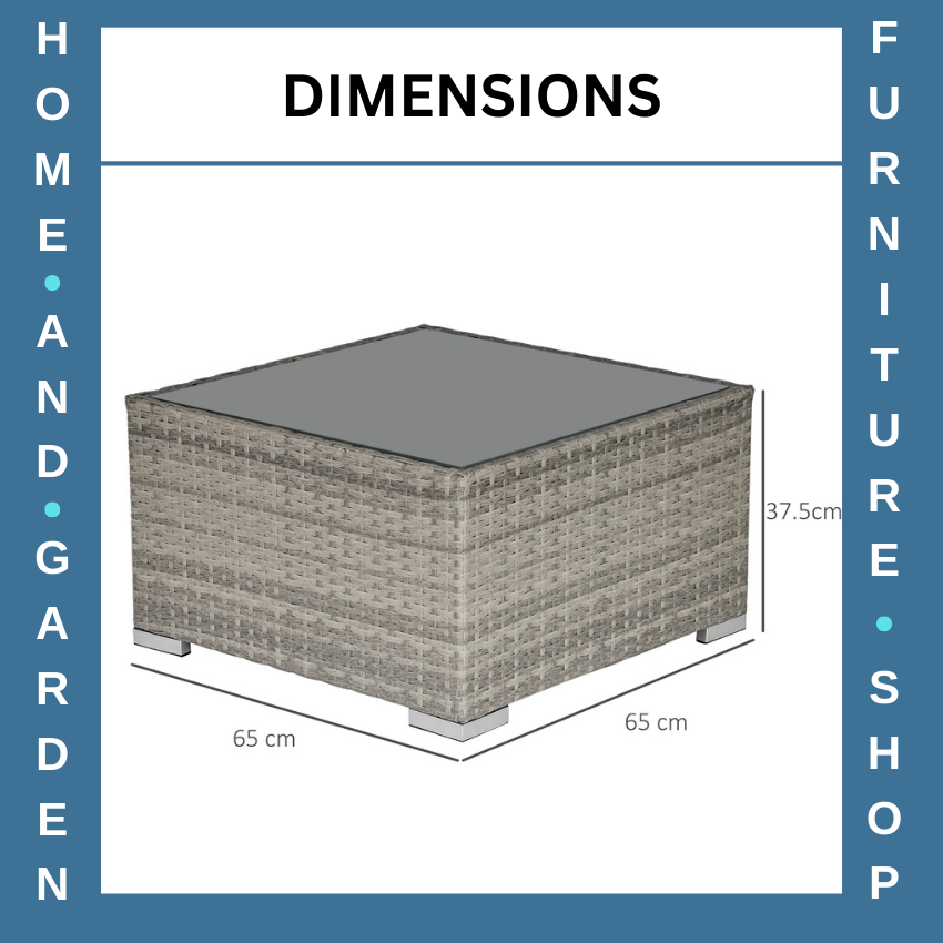 Wicker Garden Coffee Table w/ Glass Top Outdoor Patio Furniture for Yard or Deck