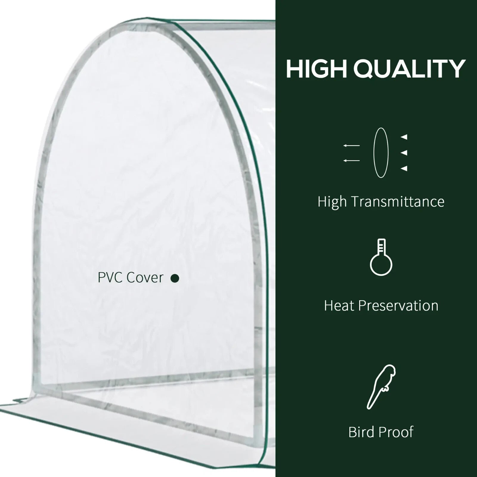 Mini Polytunnel Greenhouse Portable Water Resistant w/ Zipped Doors Transparent