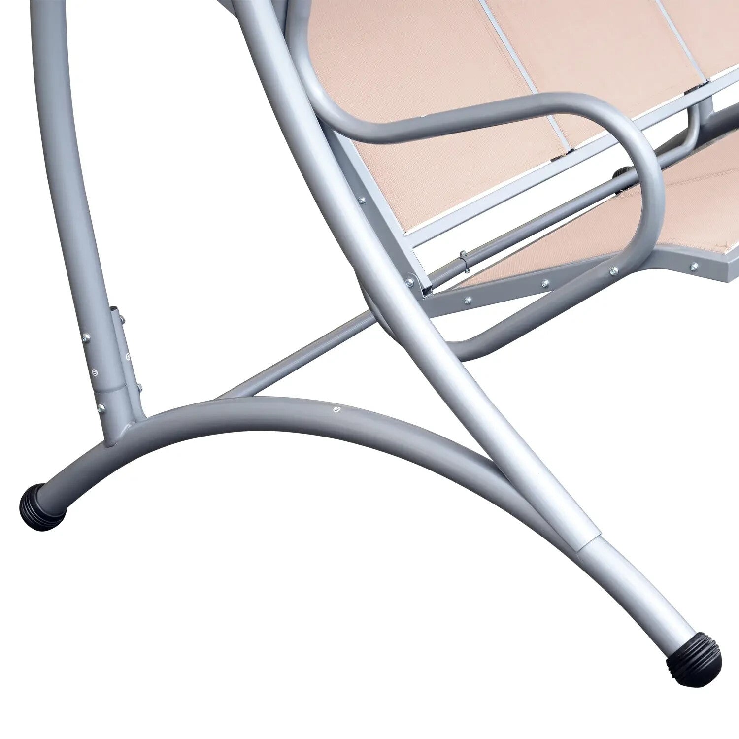 Hammock Swing Bench 3-Seater Weather-Resistant with Adjustable Canopy Beige