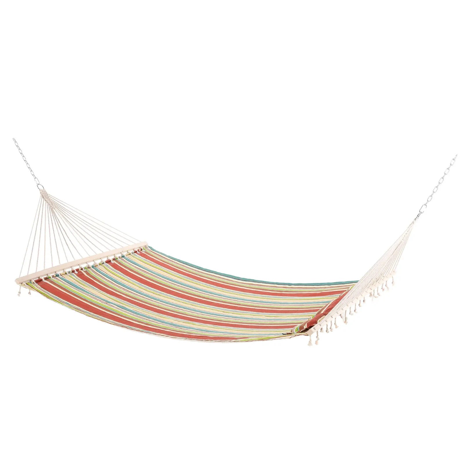 Hanging Bed Hammock Cotton Swing Rectangular with Padded Pillow Red Stripe
