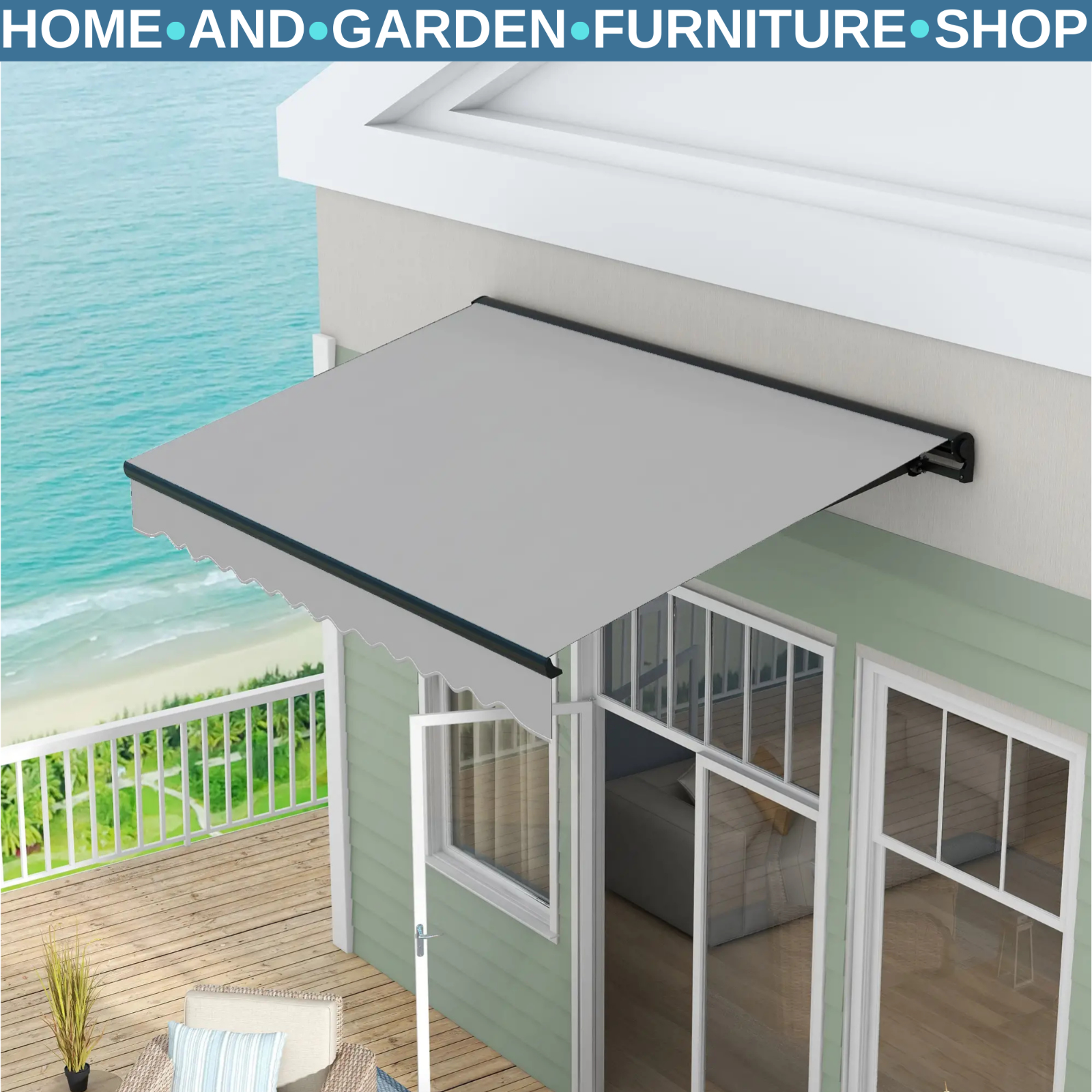 3 x 2m Electric Retractable Awning Canopy with Remote for Patio Door or Window
