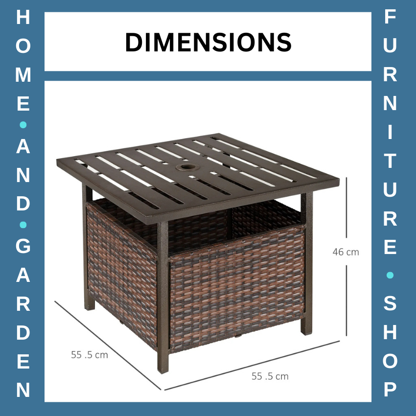 Rattan Wicker Outdoor Coffee Table with Umbrella Hole for Garden or Backyard Use