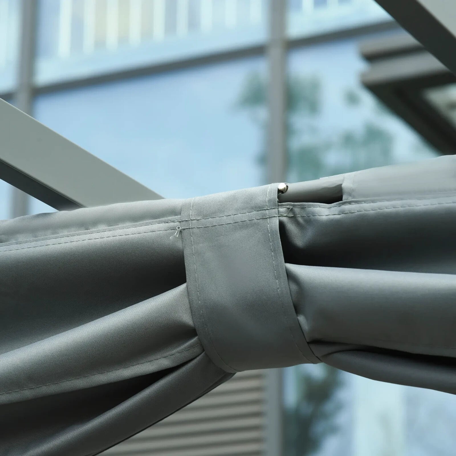 3.6 x 3 m Retractable Garden Pergola Gazebo with Canopy & Curtains for Sun Shade