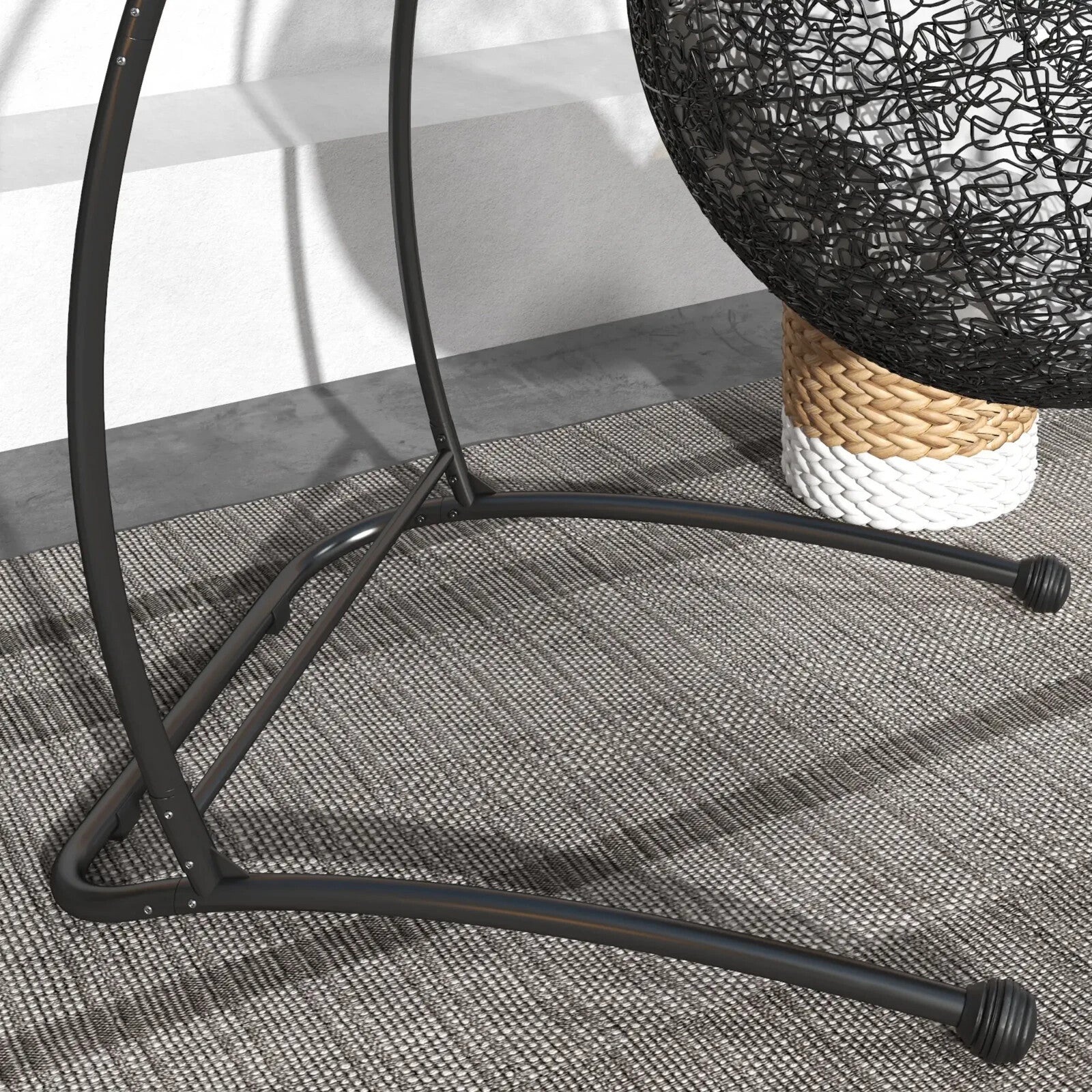 Hammock Chair Stand Hanging Egg Powder Coated Steel Frame 'C' Shape Black