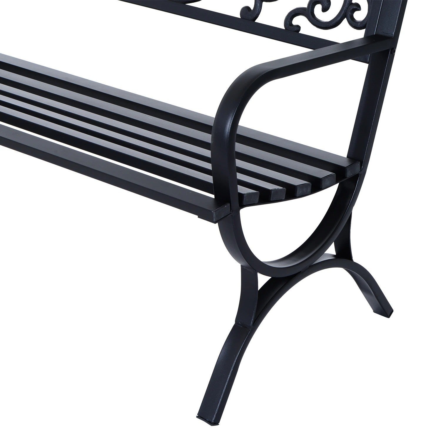 2 Seater Black Metal Garden Bench Seat Outdoor Seating Chair Patio Furniture New