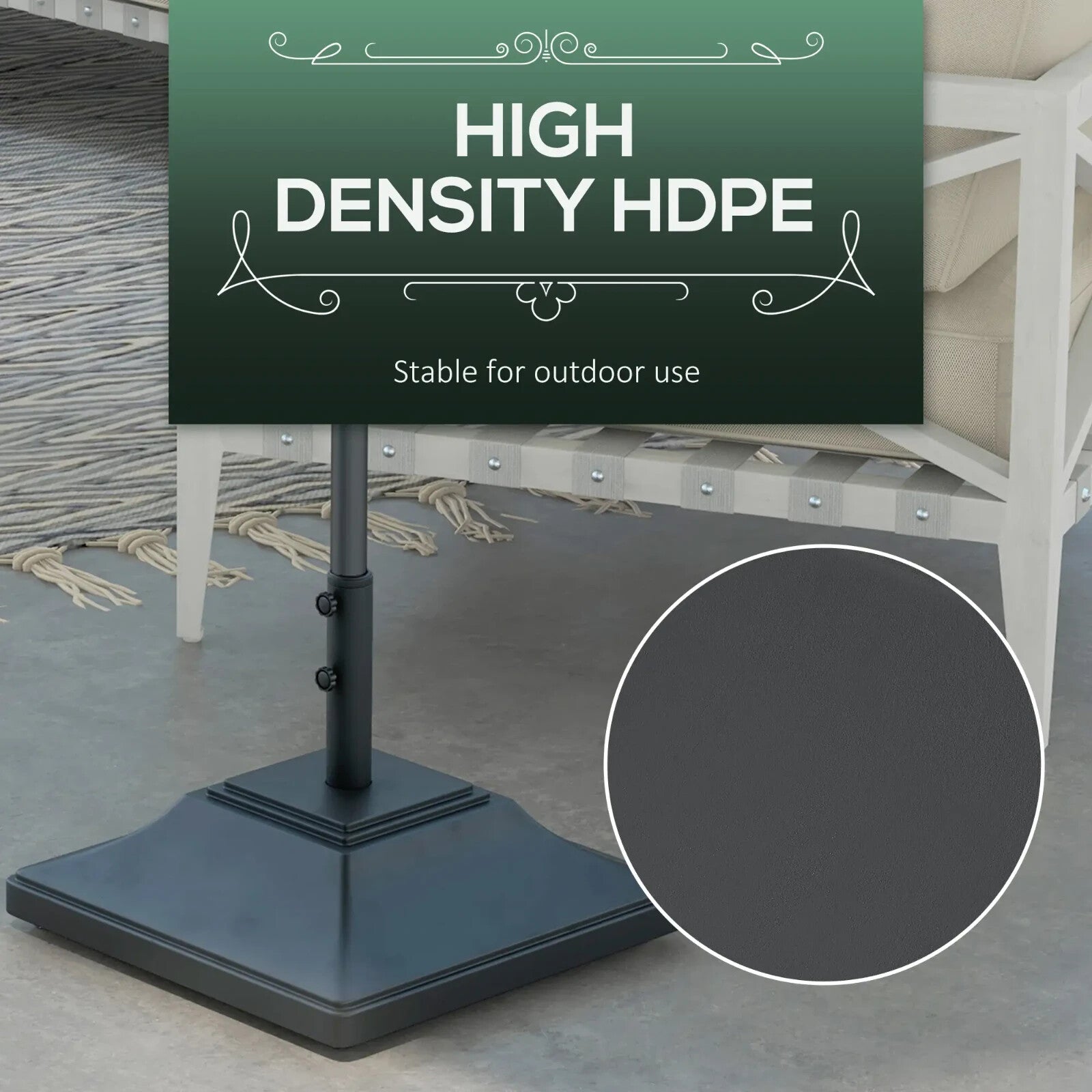 60kg Parasol Base w/ Wheel Heavy Duty Fillable Umbrella Stand for 38mm 48mm Pole