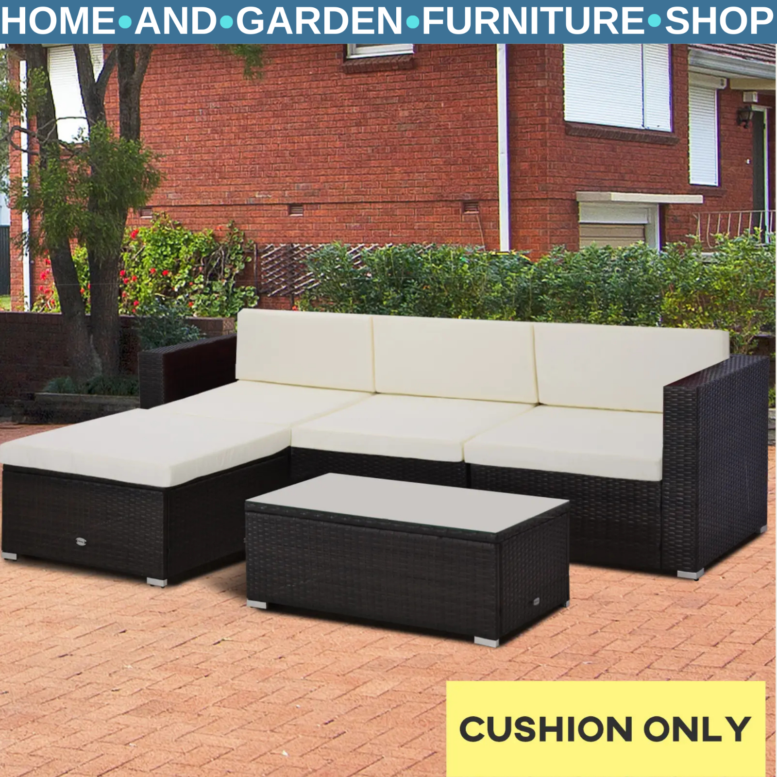 7 Piece Garden Cushion Set for Rattan Furniture Outdoor Patio Replacement Pads
