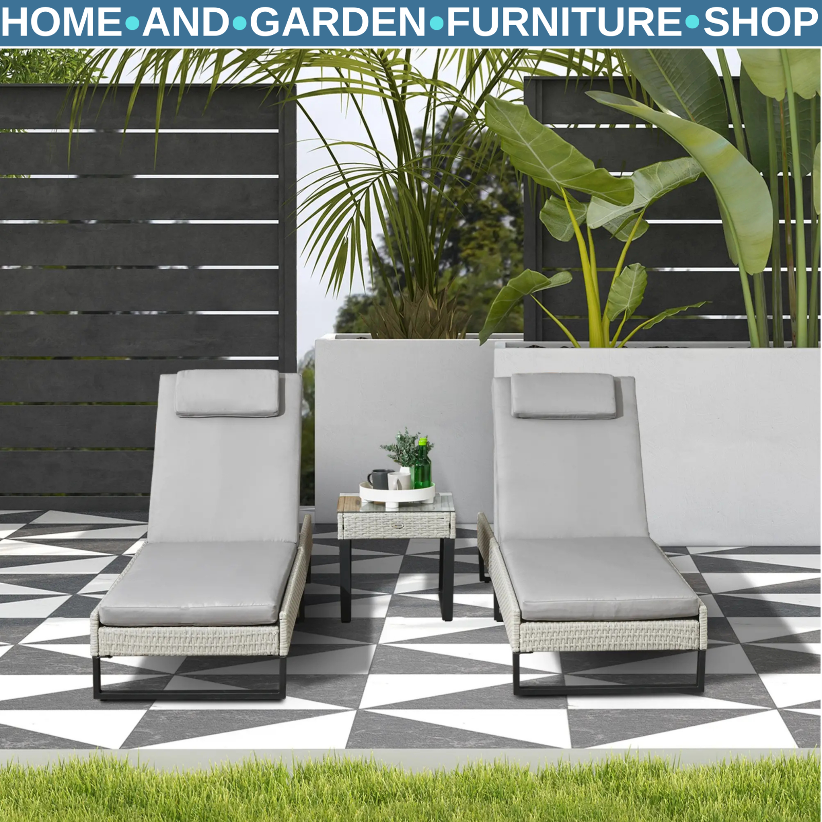 3 Piece Rattan Sun Lounger Set With Adjustable Recliner Chaise Lounge And Table