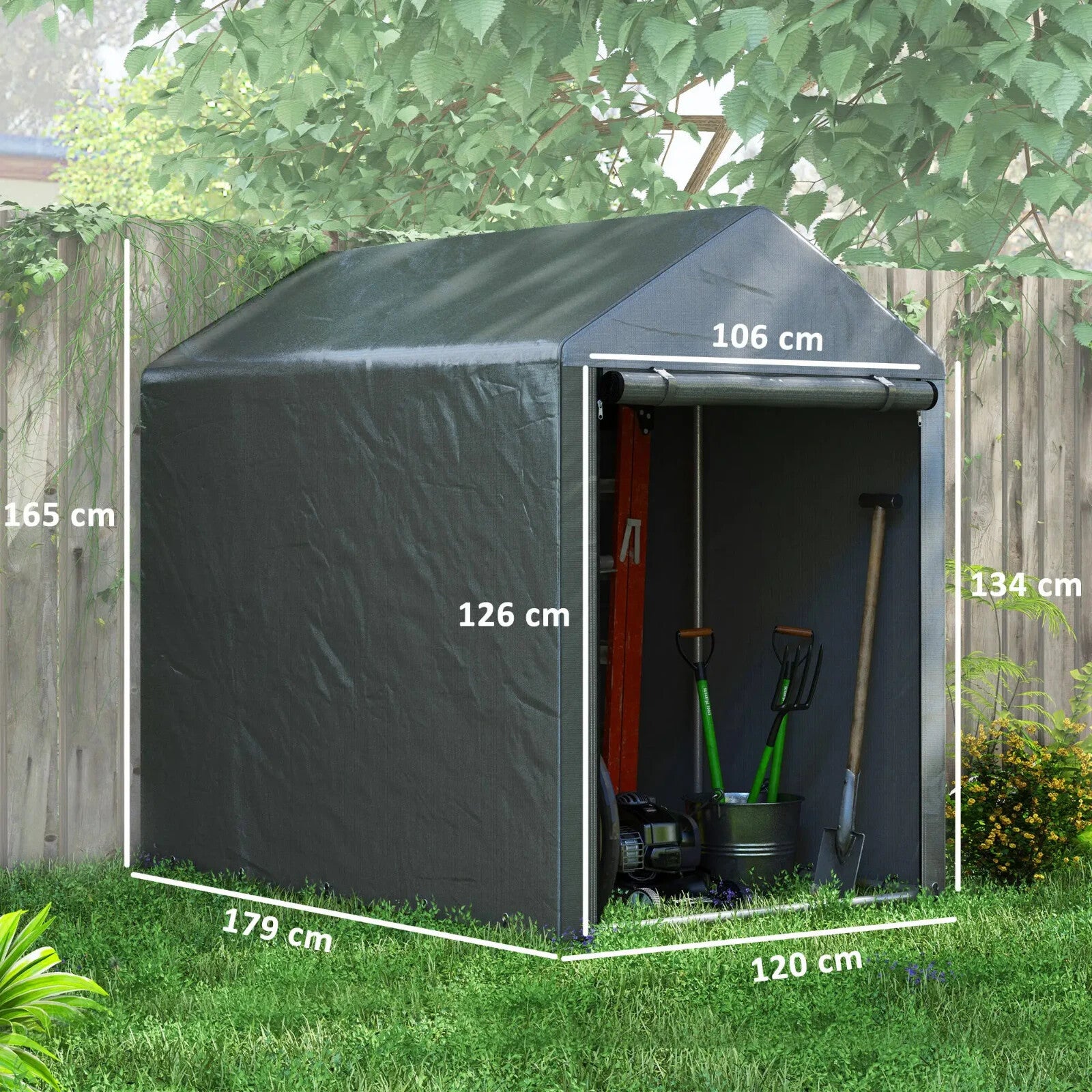 1.2x1.8m Portable Garden Storage Shed Tent for Bike Tools Motorcycle Waterproof