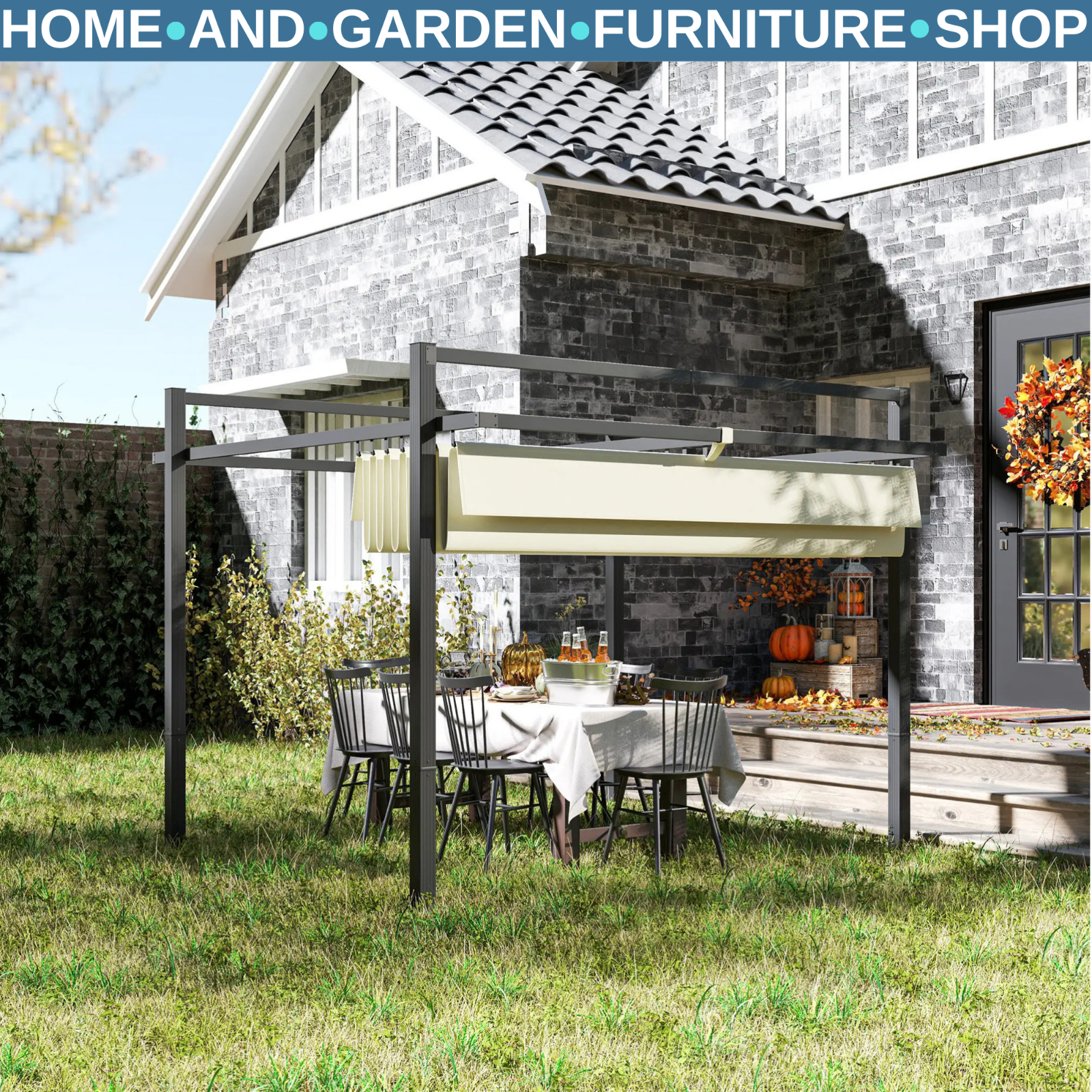 Metal Pergola Gazebo Garden Shelter Heavy Duty Aluminium Frame Patio Canopy 3m