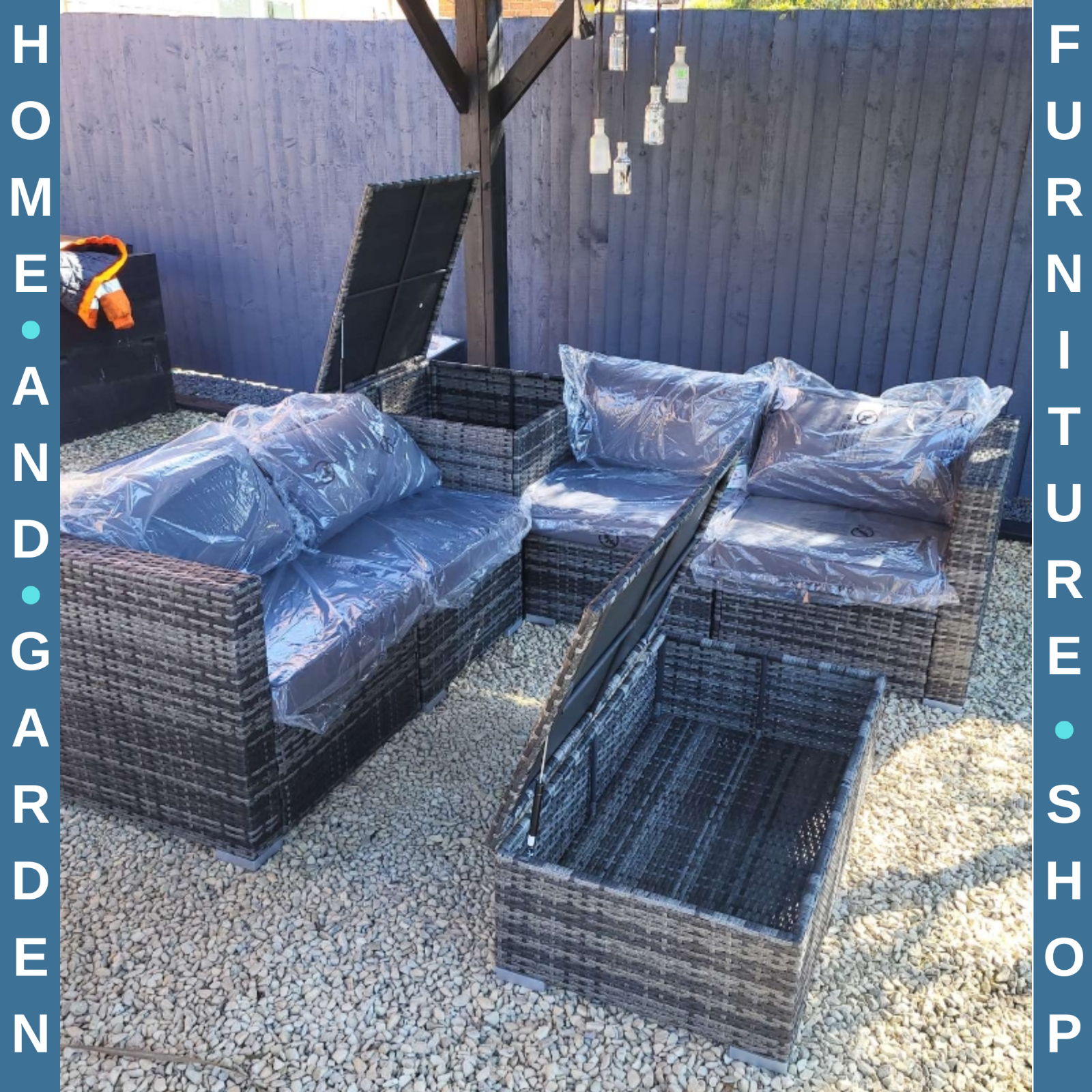 6 Pcs Rattan Corner Sofa Set 4 Seats Garden Furniture w/ Storage Table & Ottoman