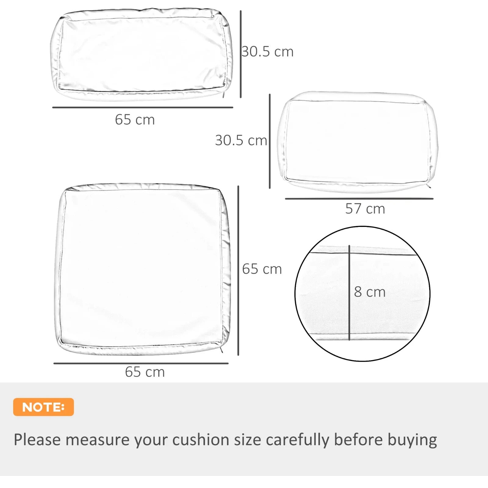 Garden Rattan Sofa Cushion Cover Replacement Outdoor Polyester Dark Grey Zipper