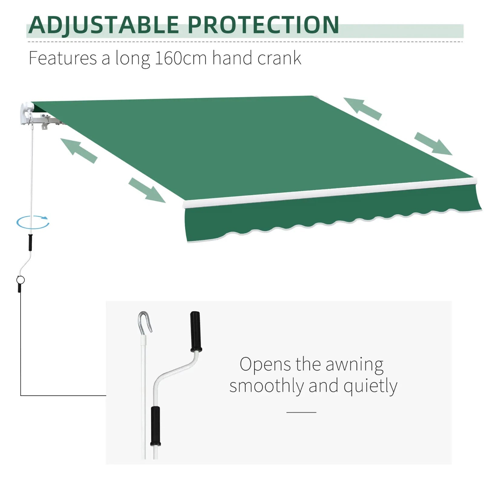 4m x 3m Manual Garden Awning Retractable Canopy Outdoor Patio Sun Shade Cover