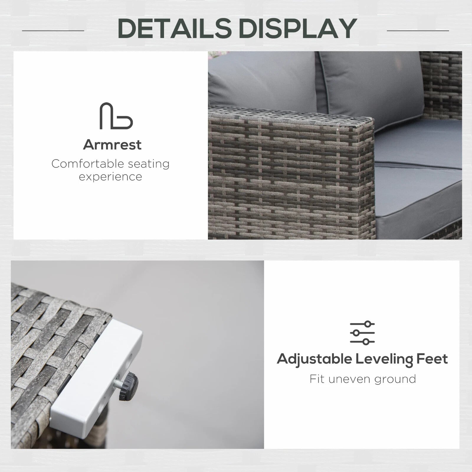 6 Pcs Rattan Corner Sofa Set 4 Seats Garden Furniture w/ Storage Table & Ottoman