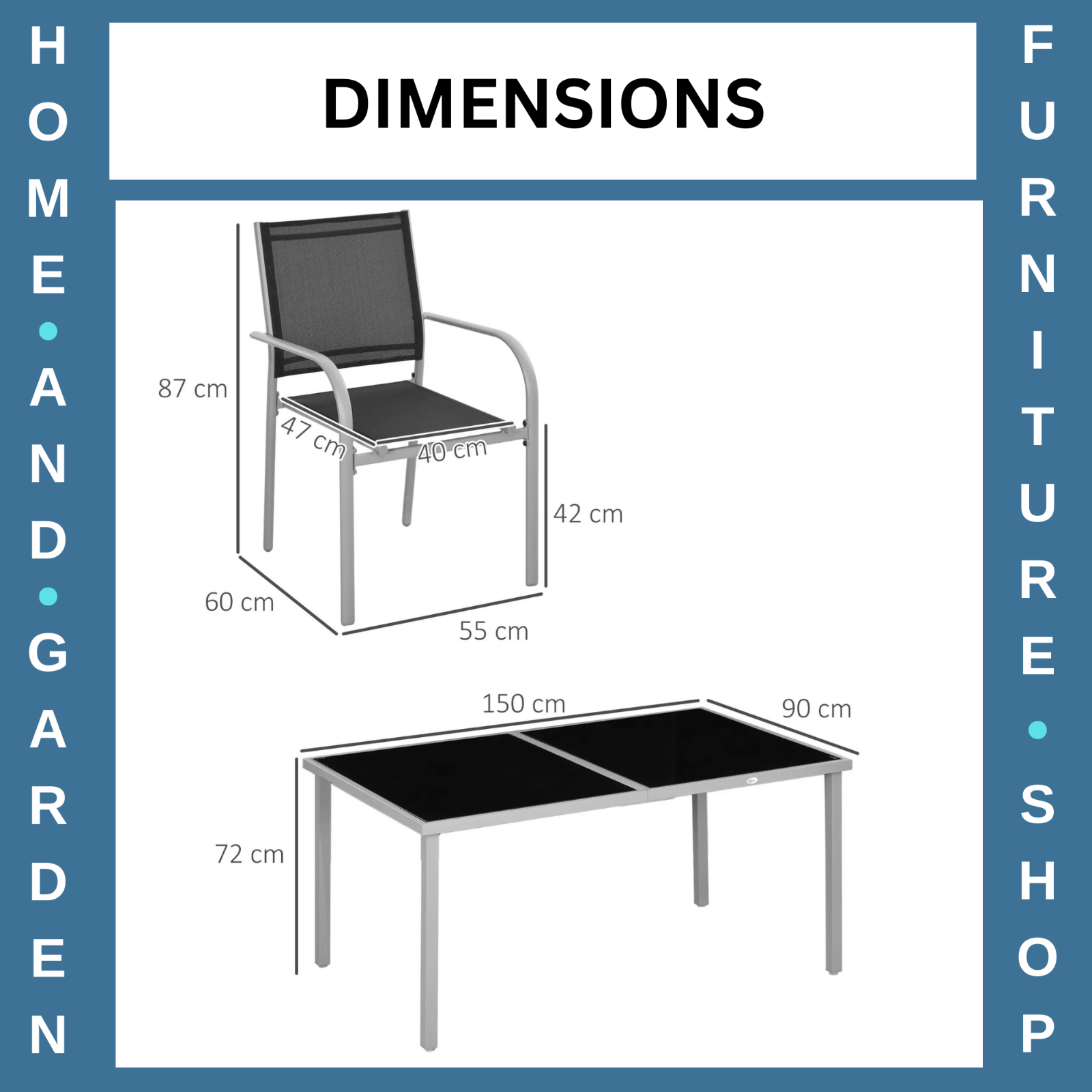 7 Piece Garden Dining Set with Glass Table and 6 Stackable Mesh Chairs Outdoor