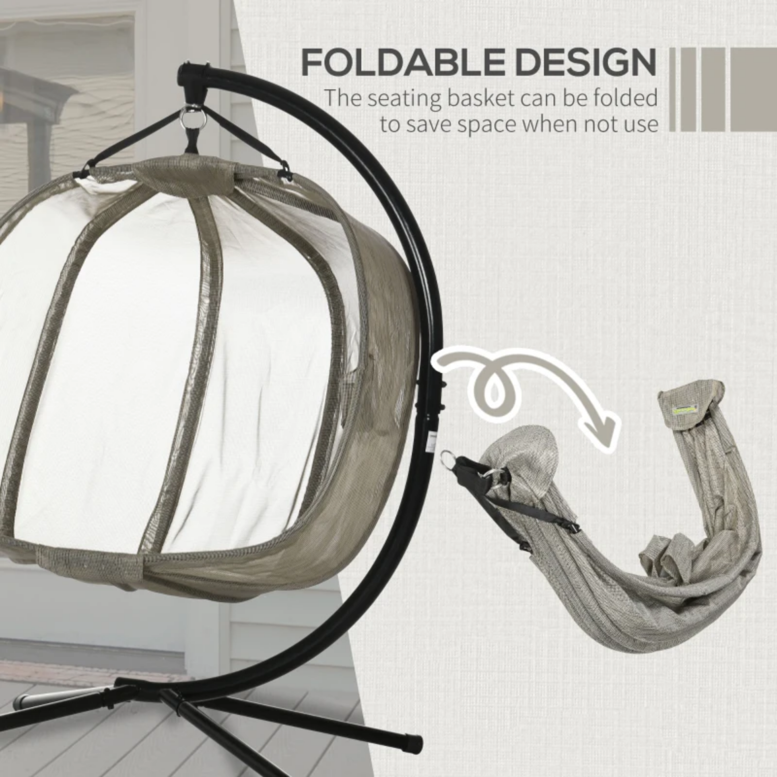 Double Hanging Egg Chair 2 Seater Swing Hammock Cocoon Cushion Side Phone Holder