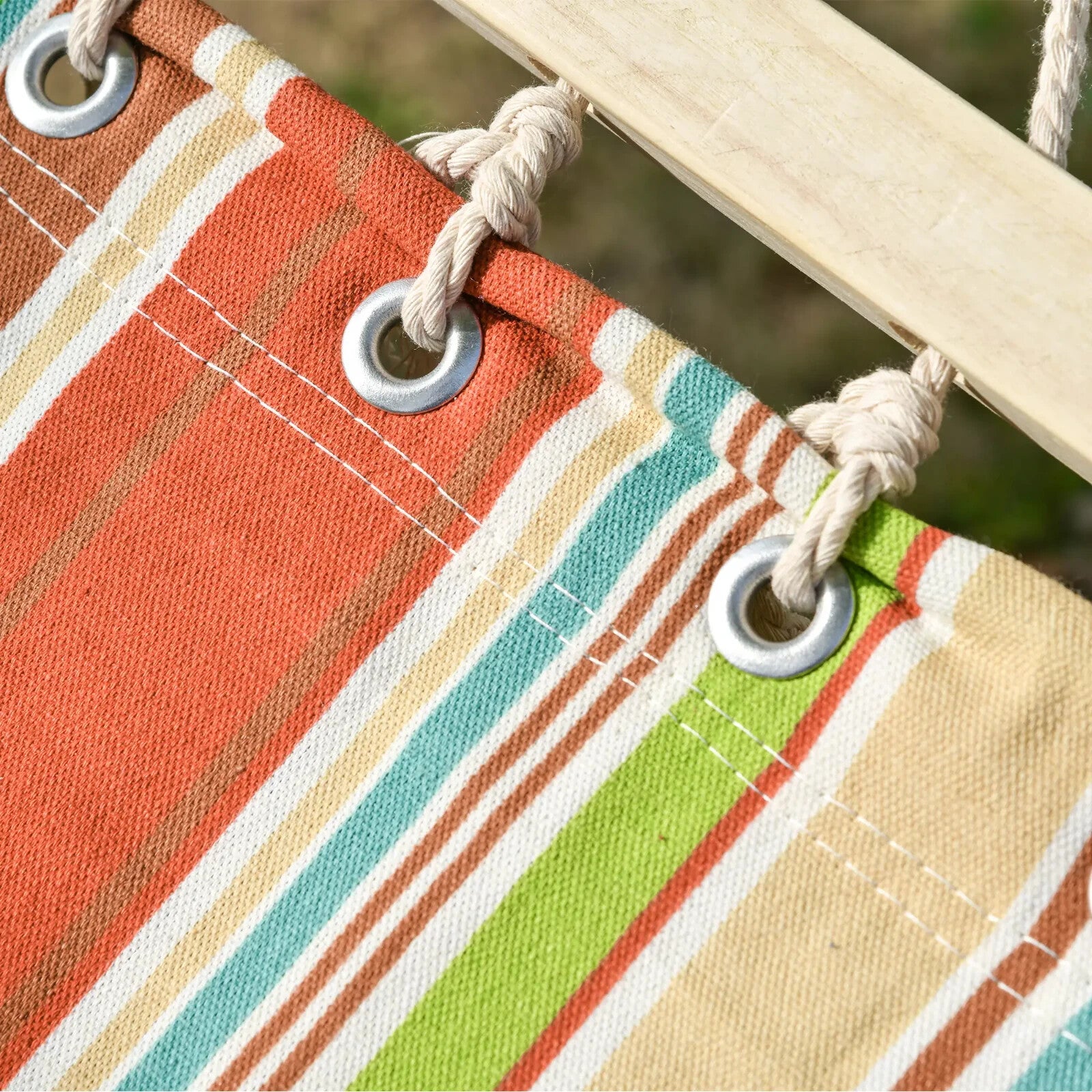 Hanging Bed Hammock Cotton Swing Rectangular with Padded Pillow Red Stripe