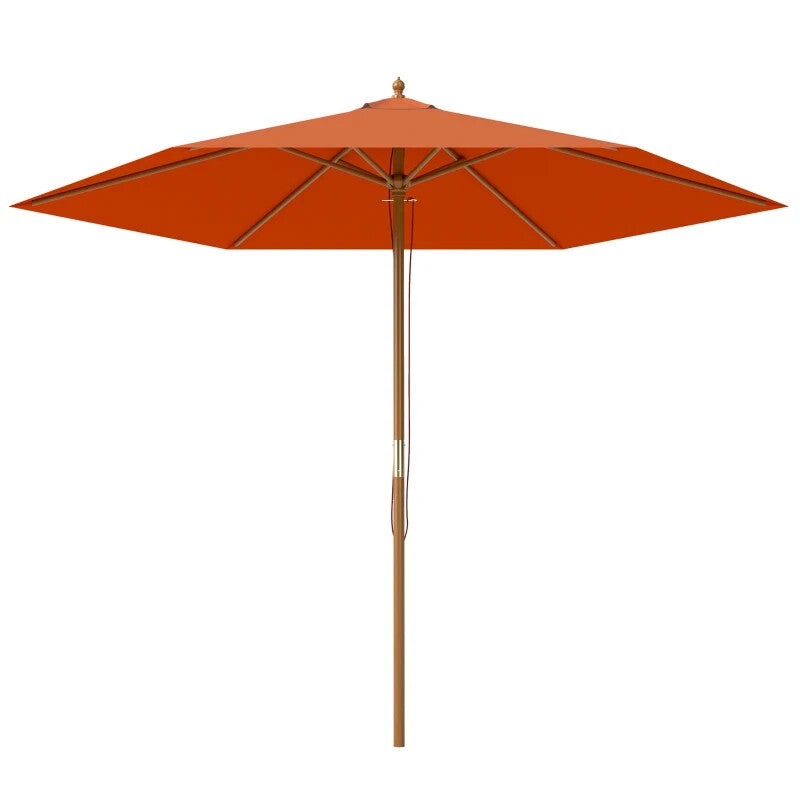 2.5m Wooden Garden Parasol Sun Shade - Outdoor Umbrella Canopy for Patio