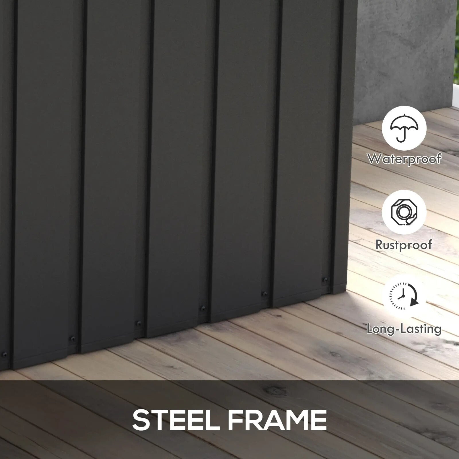 450L Galvanised Steel Garden Storage Box with Wheels Outdoor Weatherproof Chest