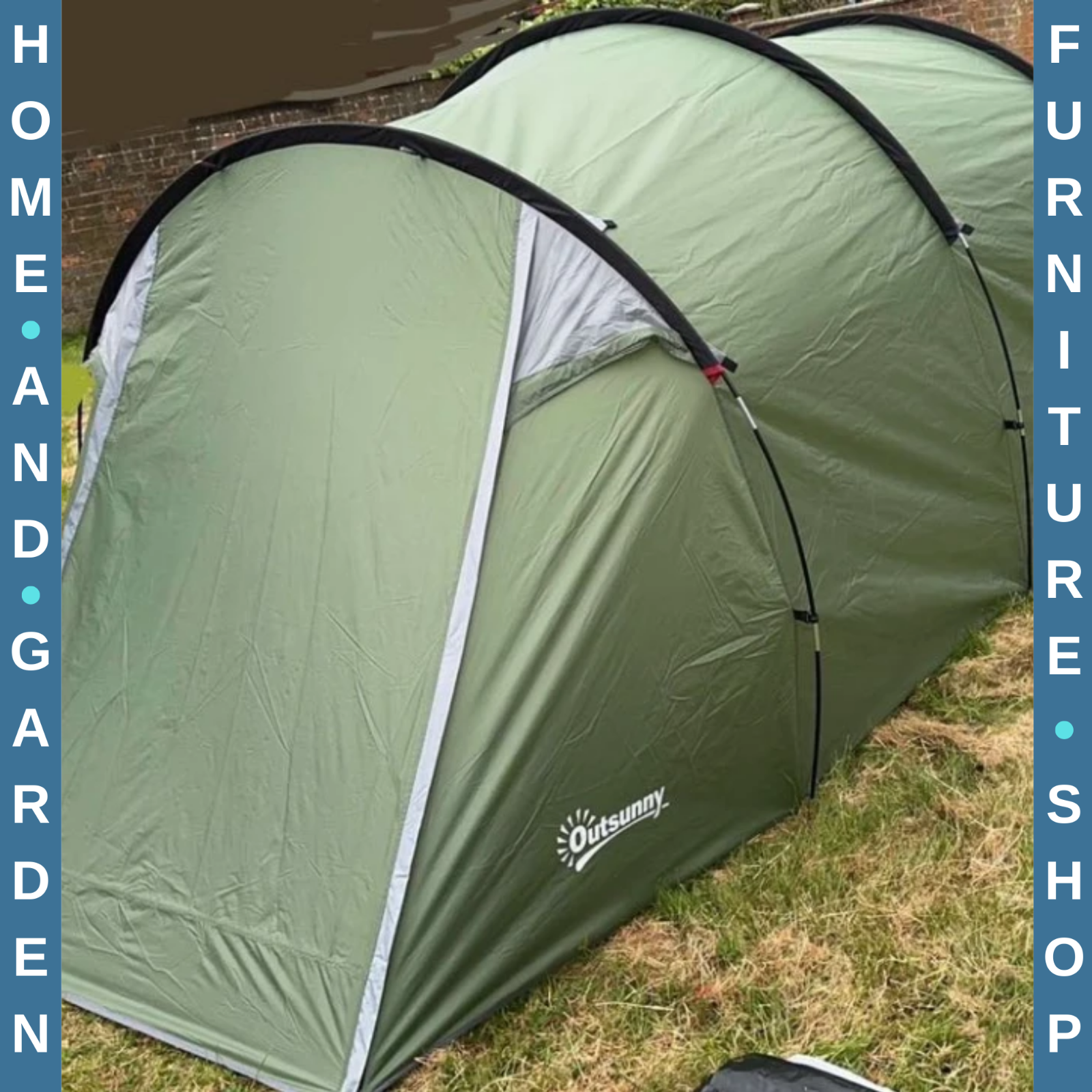 2–3 Person Tunnel Camping Tent, Groundsheet Rainfly Air Vents Waterproof Shelter