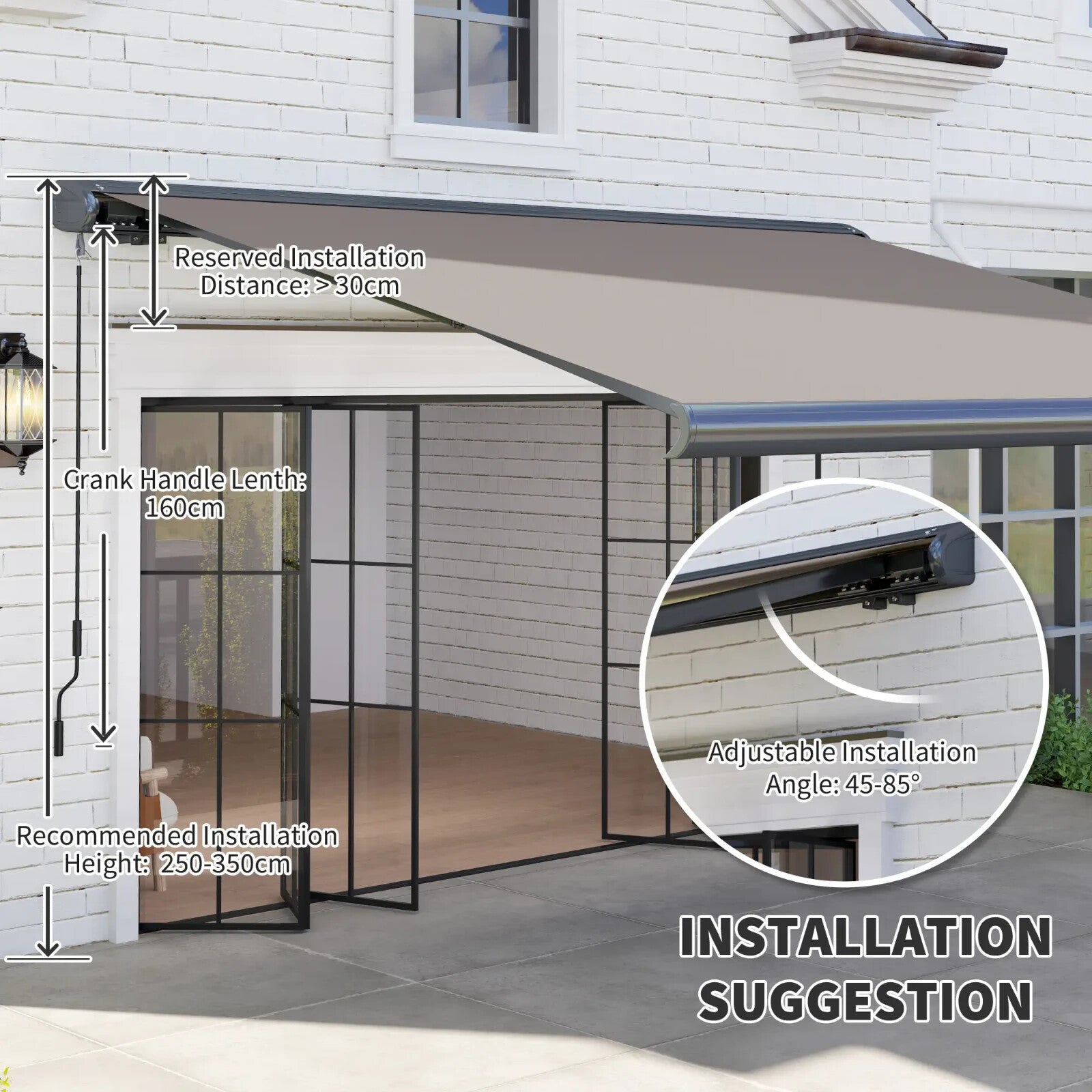 3 x 2.5m Electric Retractable Awning with Remote Aluminium Frame UV50 Sun Canopy